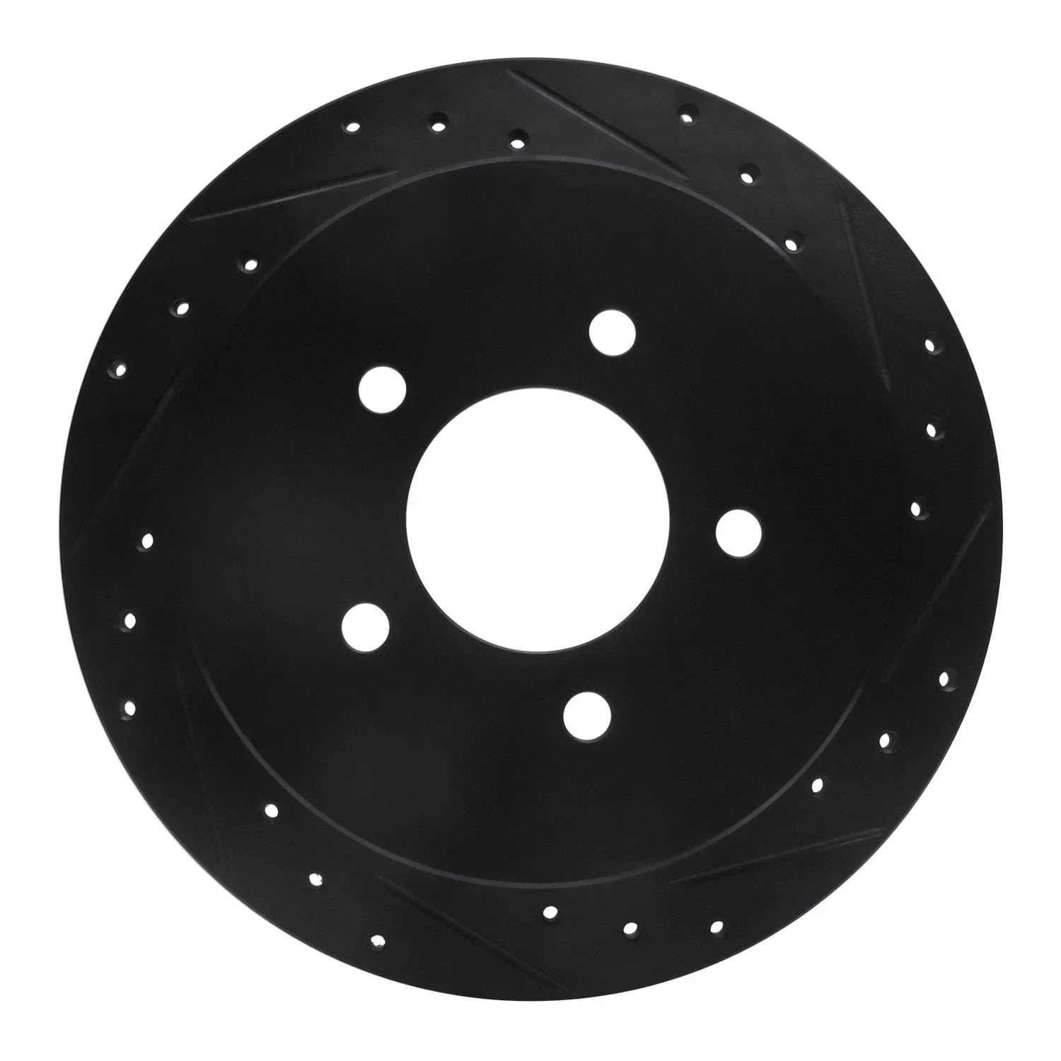 R1 Concepts 97-04 Ford F-150 RWD Rear Right Drilled & Slotted Black Brake Rotor