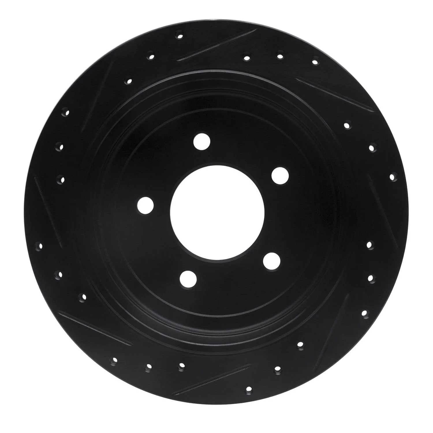 R1 Concepts 97-04 Ford F-150 RWD Rear Right Drilled & Slotted Black Brake Rotor - Image 2