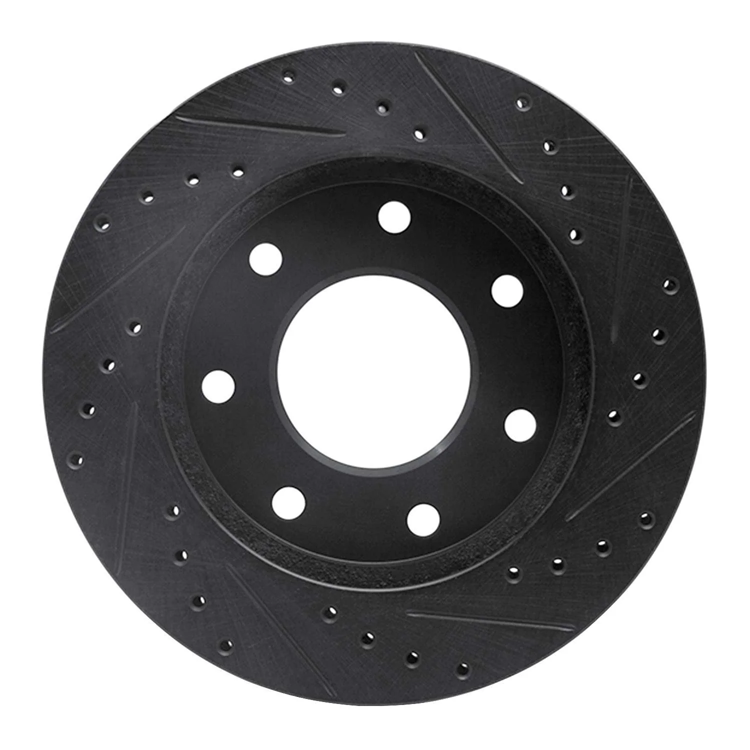 R1 Concepts 97-04 Ford F-250 4WD (Excl Super Duty) Front Left Drilled & Slotted Black Brake Rotor - Image 2