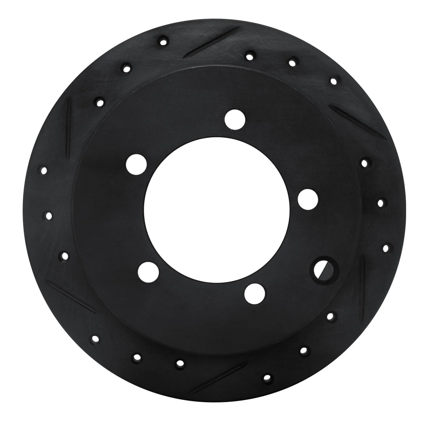 R1 Concepts 97-04 Mitsubishi DIAMANTE Rear Left Drilled & Slotted Black Brake Rotor