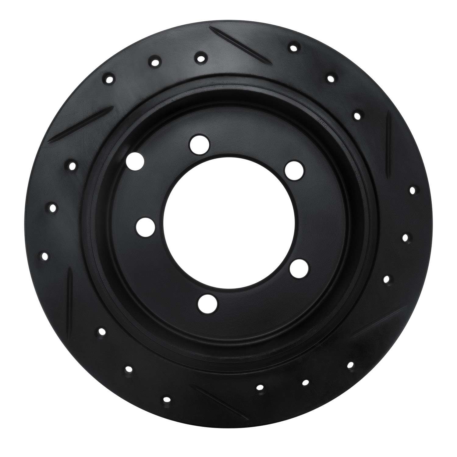R1 Concepts 97-04 Mitsubishi DIAMANTE Rear Left Drilled & Slotted Black Brake Rotor - Image 2
