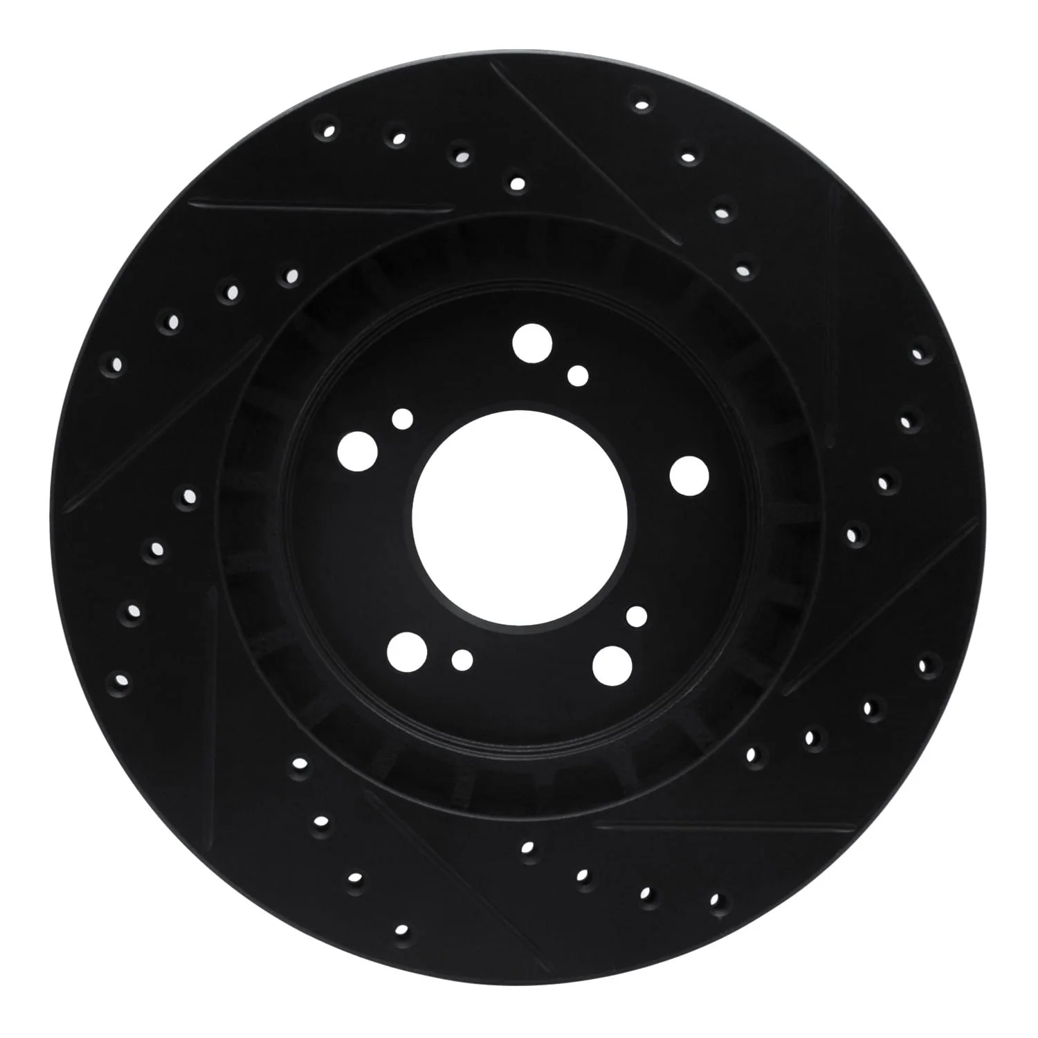 R1 Concepts 97-05 Acura NSX Front Left Drilled & Slotted Black Brake Rotor - Image 2