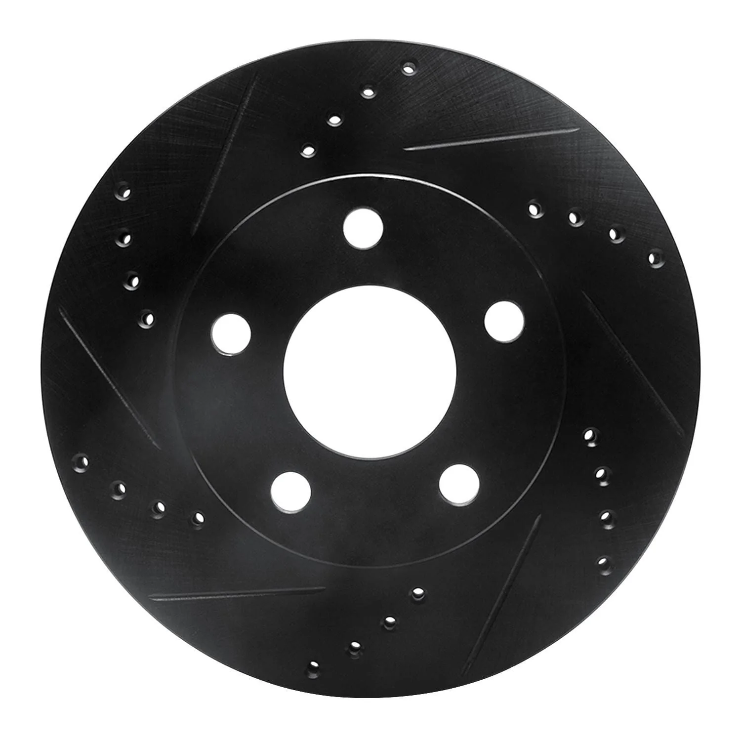 R1 Concepts 97-05 Chevrolet Classic Front Left Drilled & Slotted Black Brake Rotor