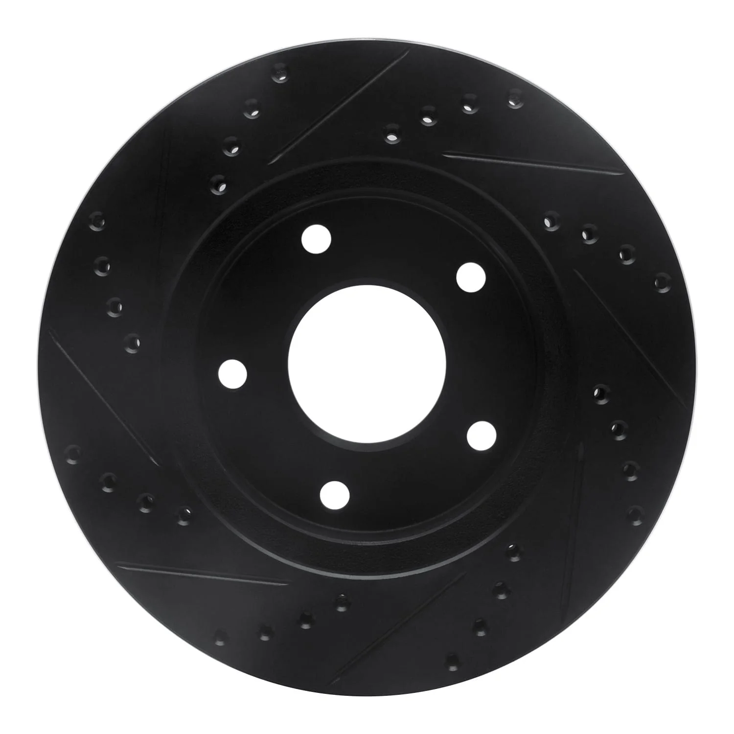 R1 Concepts 97-05 Chevrolet S10 Front Right Drilled & Slotted Black Brake Rotor - Image 2