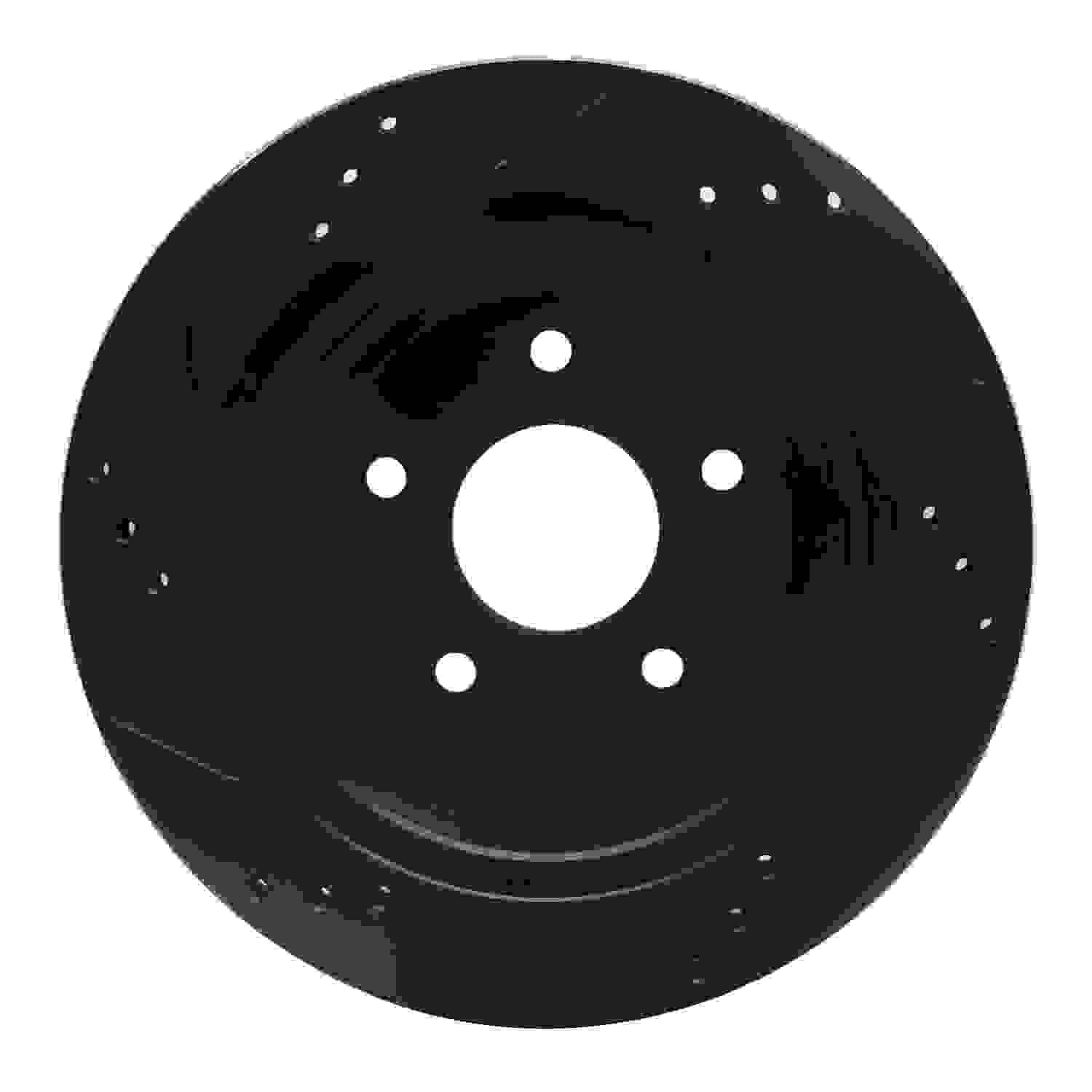 R1 Concepts 97-05 Chevrolet S10 Rear Right Drilled & Slotted Black Brake Rotor - Image 2