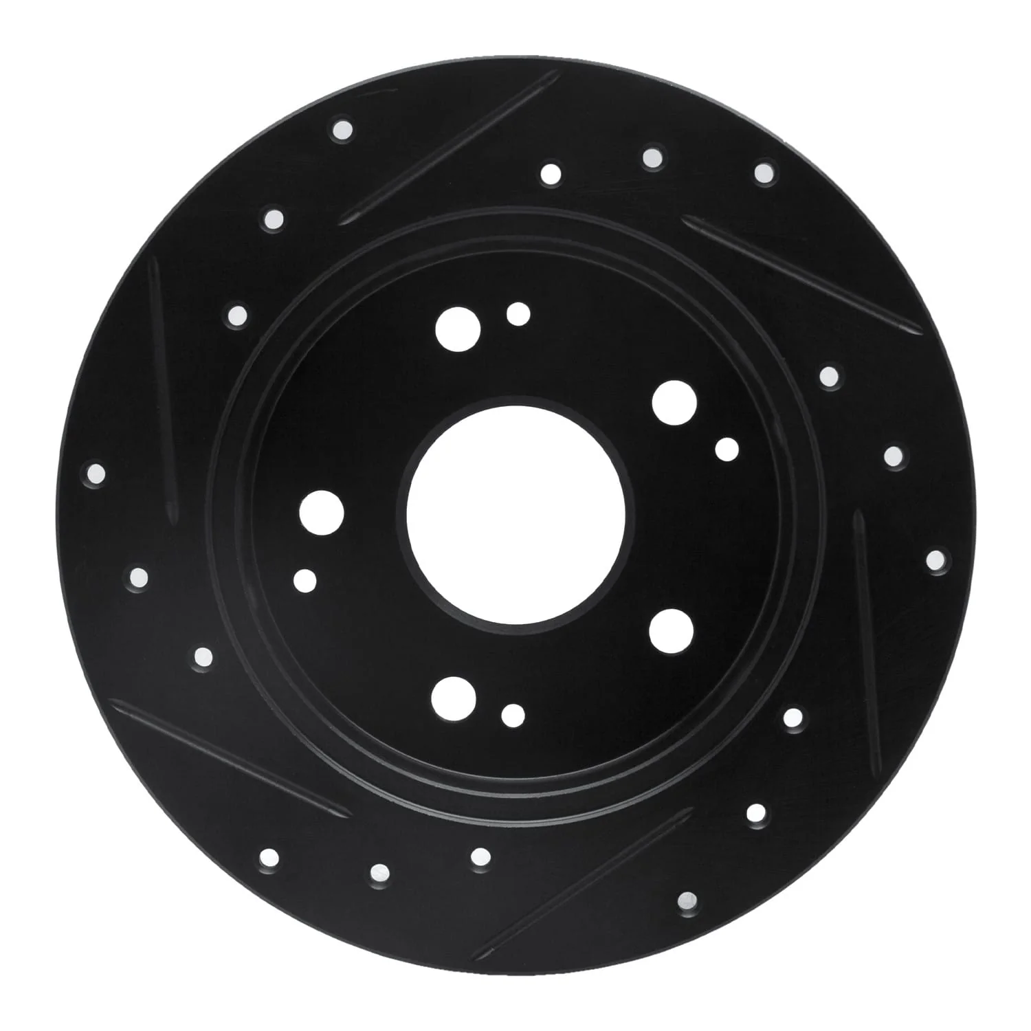R1 Concepts 97-06 Acura Integra Rear Right Drilled & Slotted Black Brake Rotor - Image 2