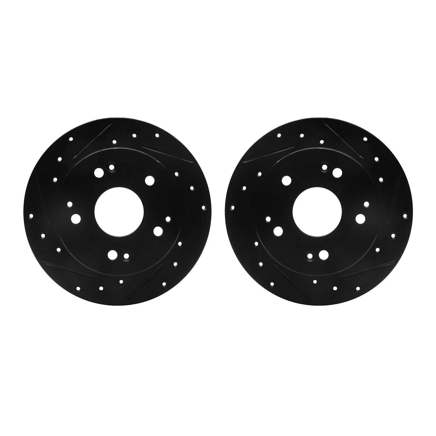 R1 Concepts 97-06 Acura RSX Rear Drilled & Slotted Black Brake Rotor Set
