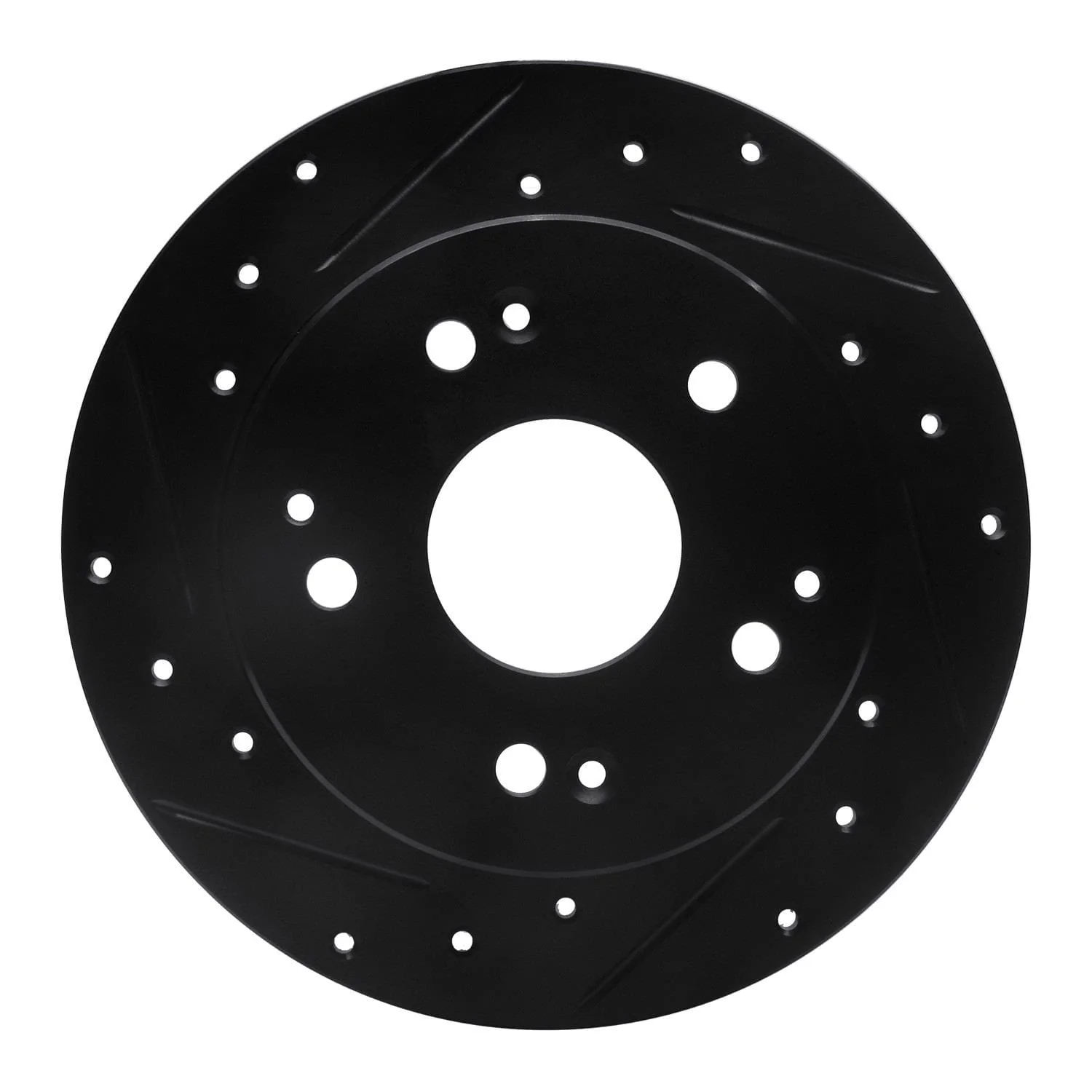 R1 Concepts 97-06 Acura RSX Rear Left Drilled & Slotted Black Brake Rotor