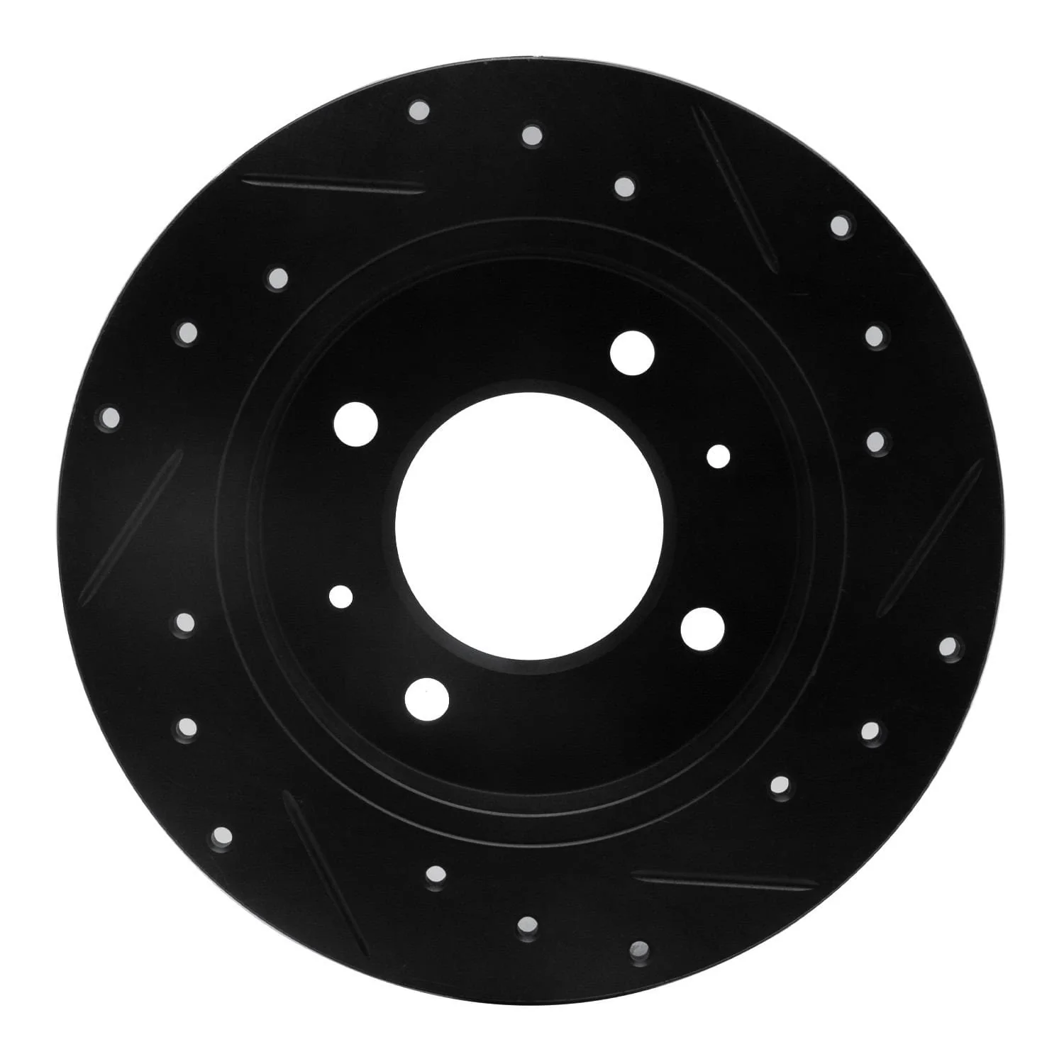 R1 Concepts 97-06 Hyundai Elantra Rear Left Drilled & Slotted Black Brake Rotor - Image 2