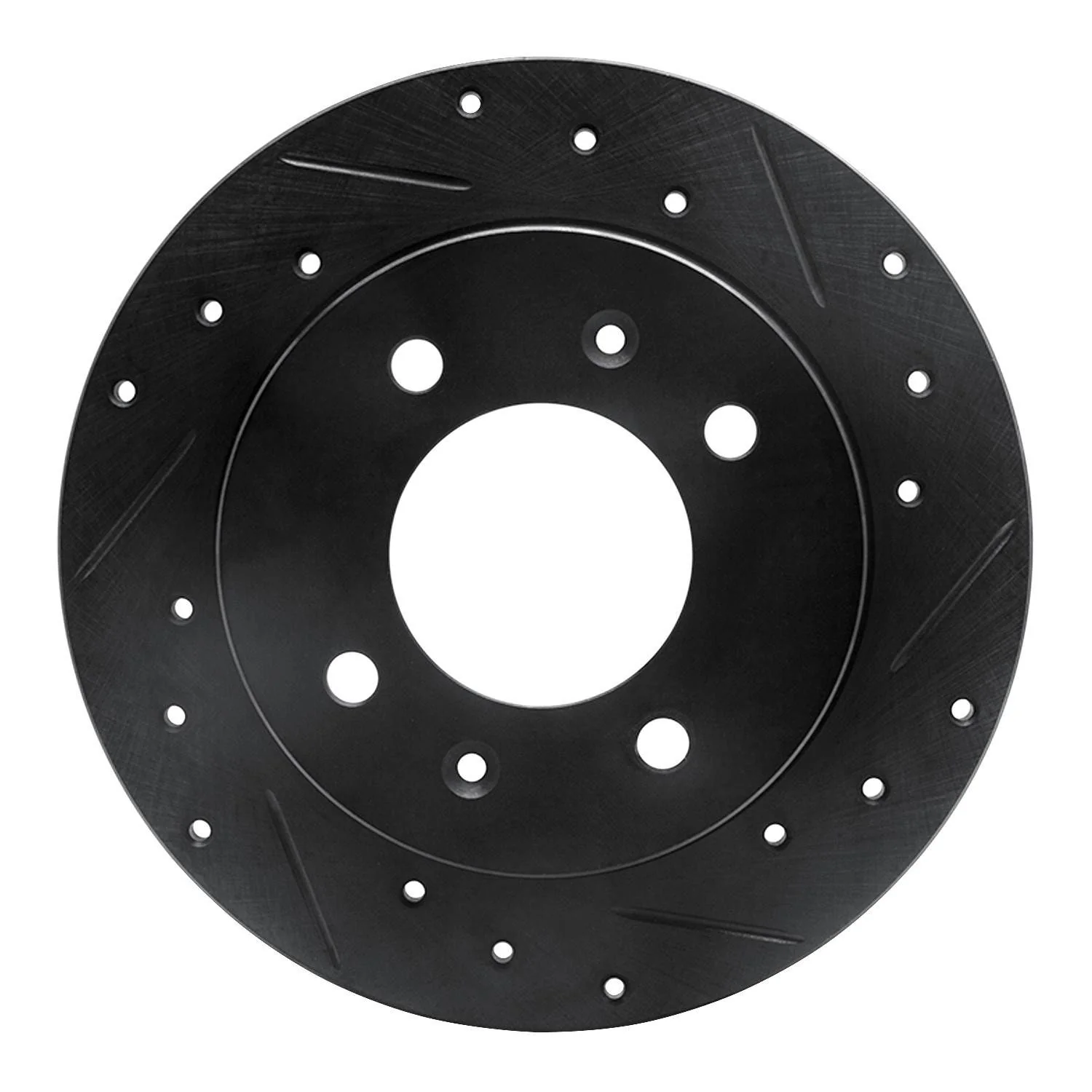 R1 Concepts 97-06 Hyundai Tiburon Rear Right Drilled & Slotted Black Brake Rotor