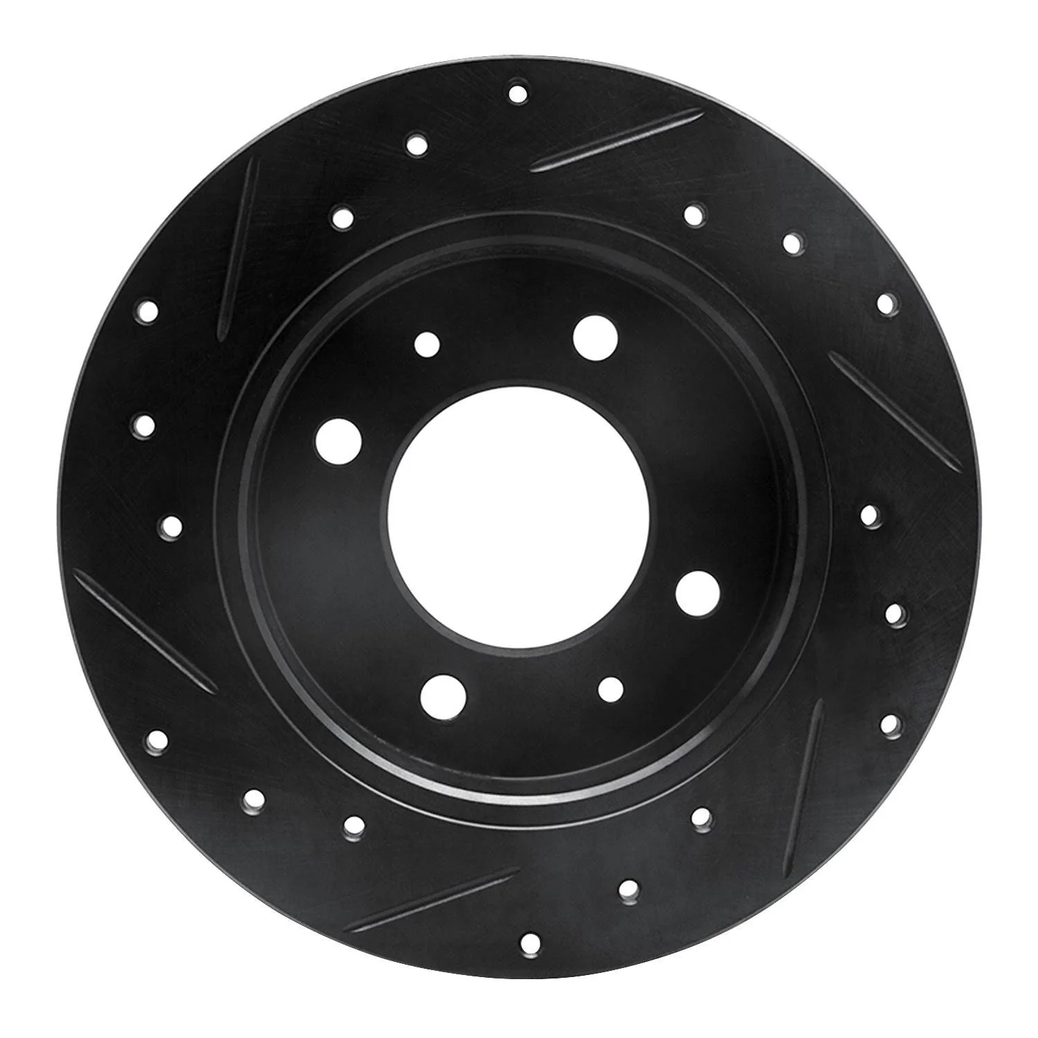 R1 Concepts 97-06 Hyundai Tiburon Rear Right Drilled & Slotted Black Brake Rotor - Image 2