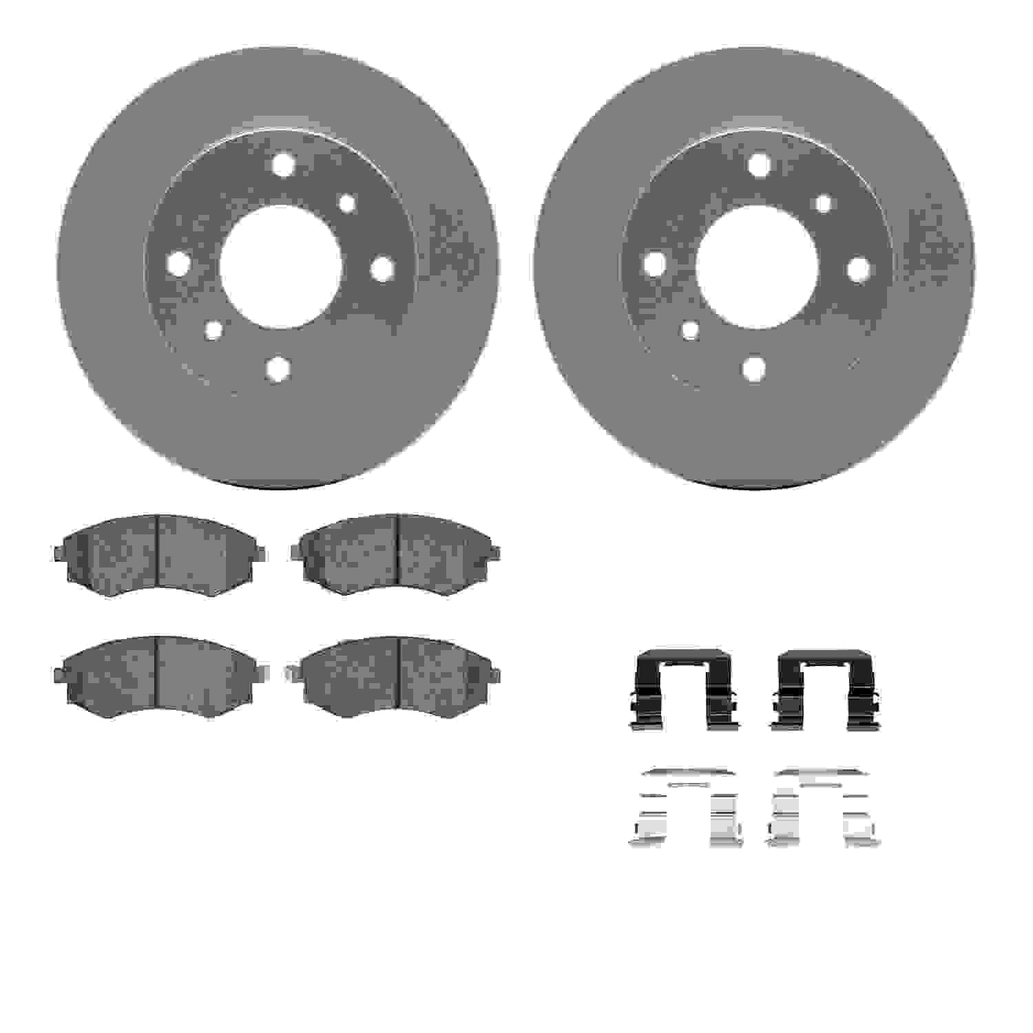 R1 Concepts 97-06 Nissan 240SX Front Carbon Coated Brake Rotor Set w/Optimum OE Pads and Hardware