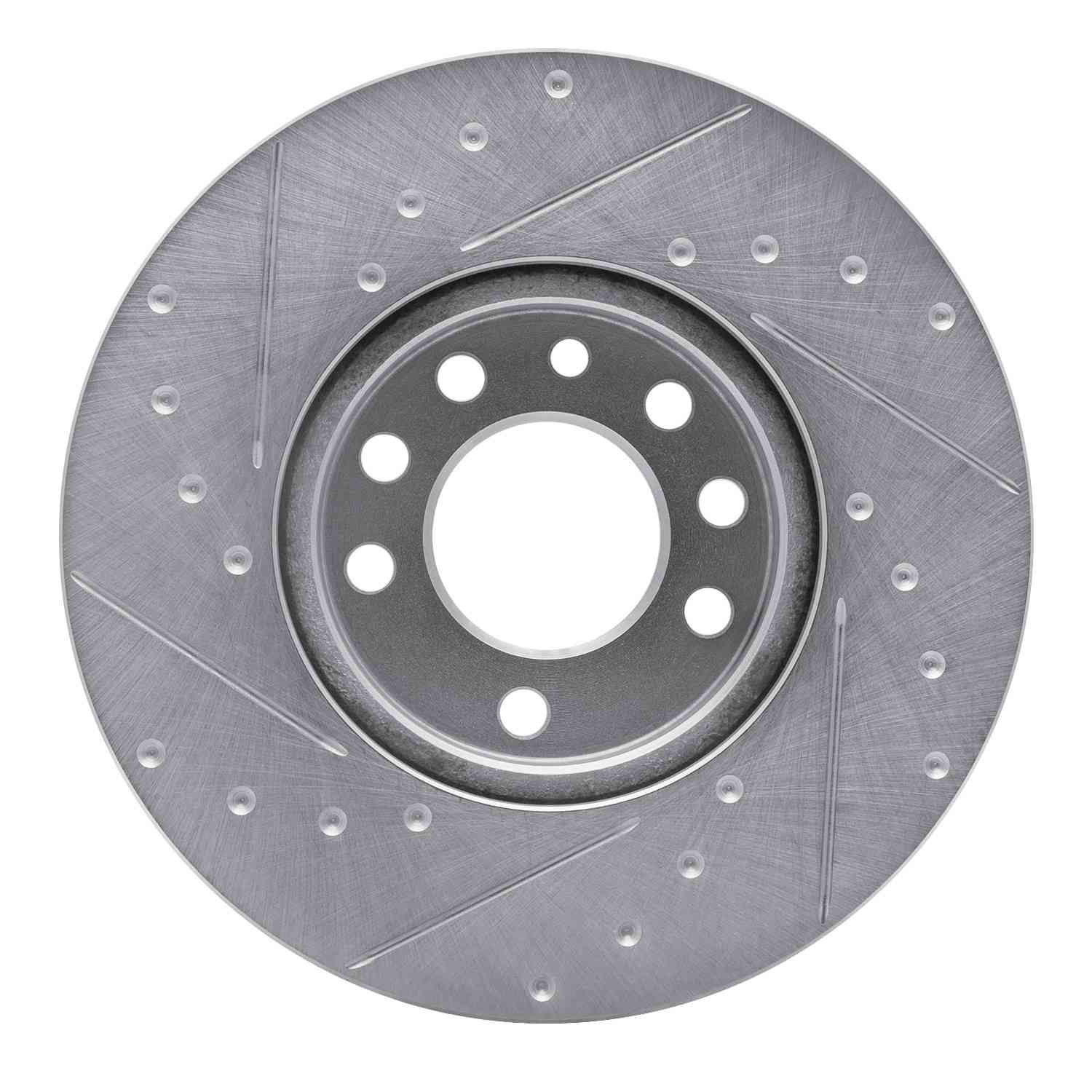 R1 Concepts 97-06 Saturn L100 Front Right Drilled & Slotted Silver Brake Rotor - Image 2