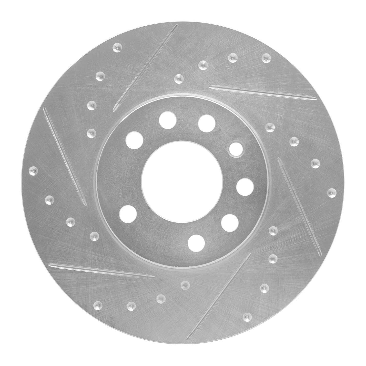R1 Concepts 97-06 Saturn Lw2 Front Left Drilled & Slotted Silver Brake Rotor