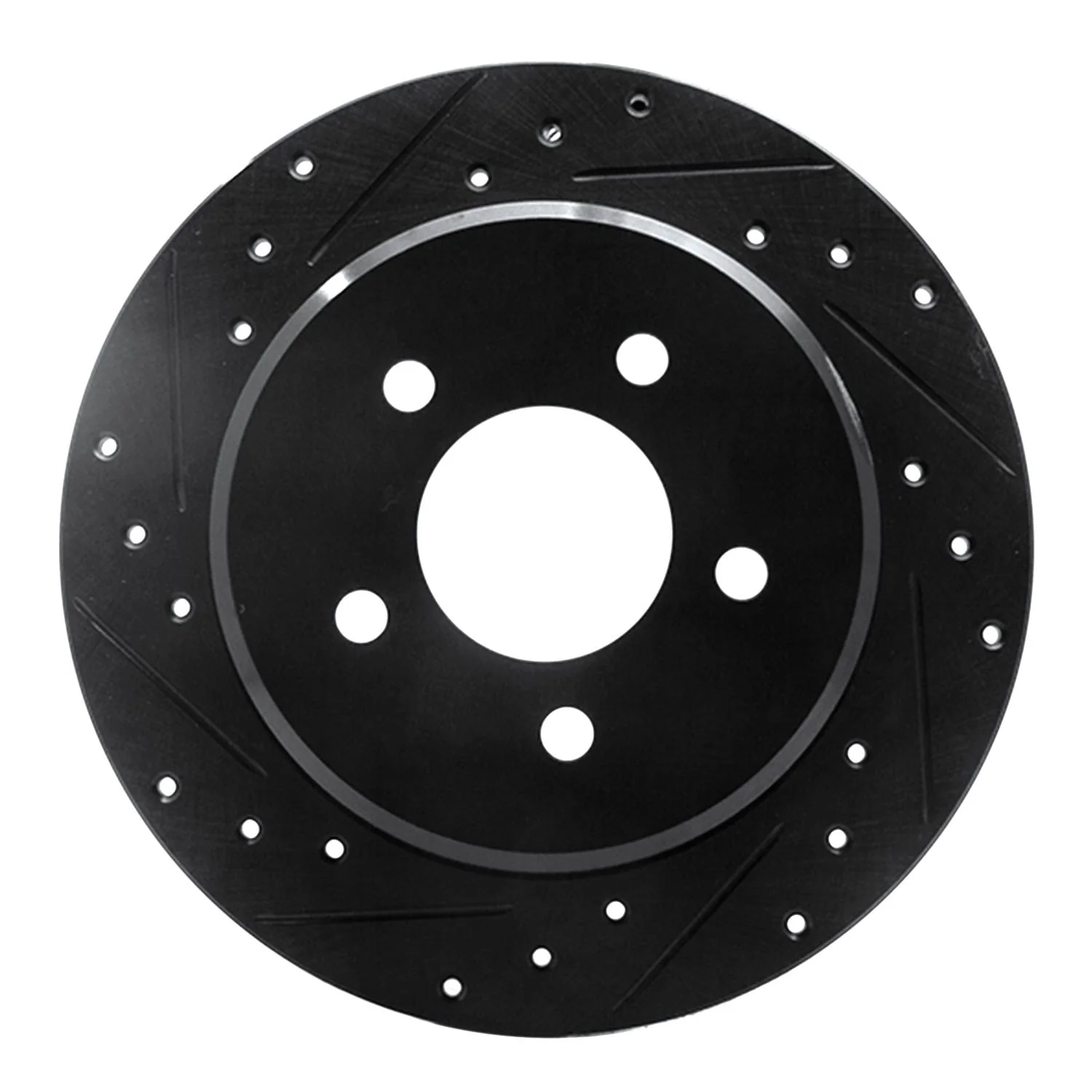 R1 Concepts 97-07 Chrysler Town & Country Rear Left Drilled & Slotted Black Brake Rotor