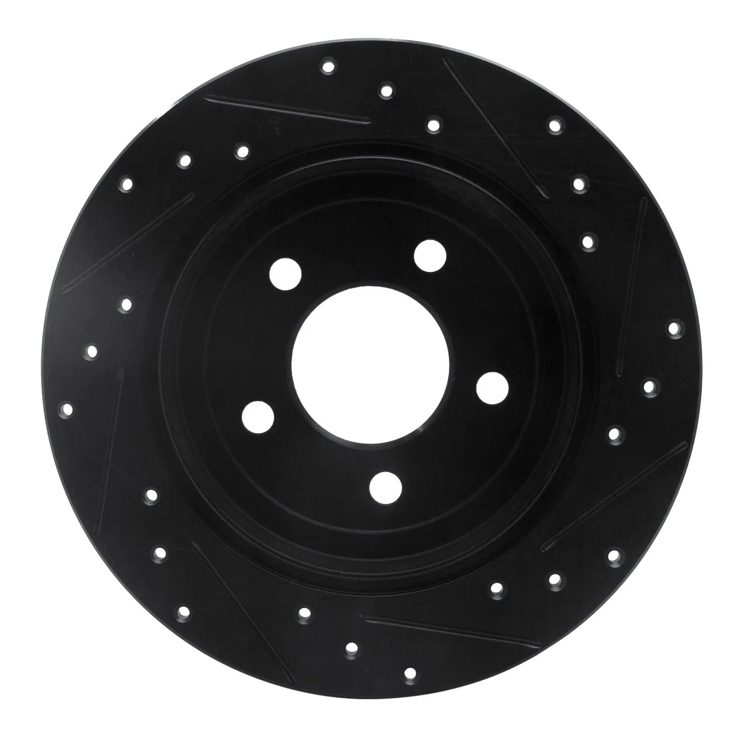 R1 Concepts 97-07 Chrysler Town & Country Rear Left Drilled & Slotted Black Brake Rotor - Image 2