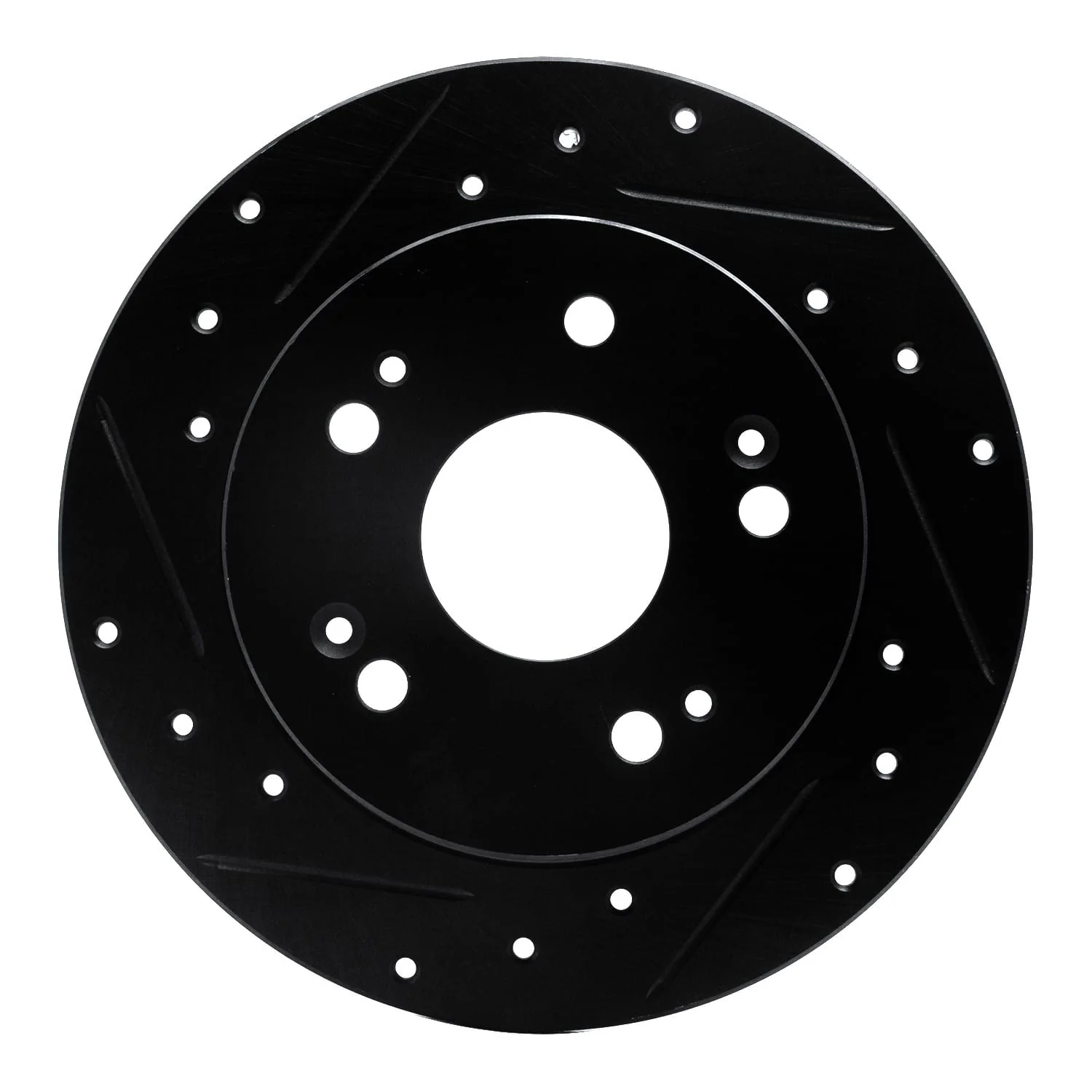 R1 Concepts 97-15 Acura ILX Rear Left Drilled & Slotted Black Brake Rotor