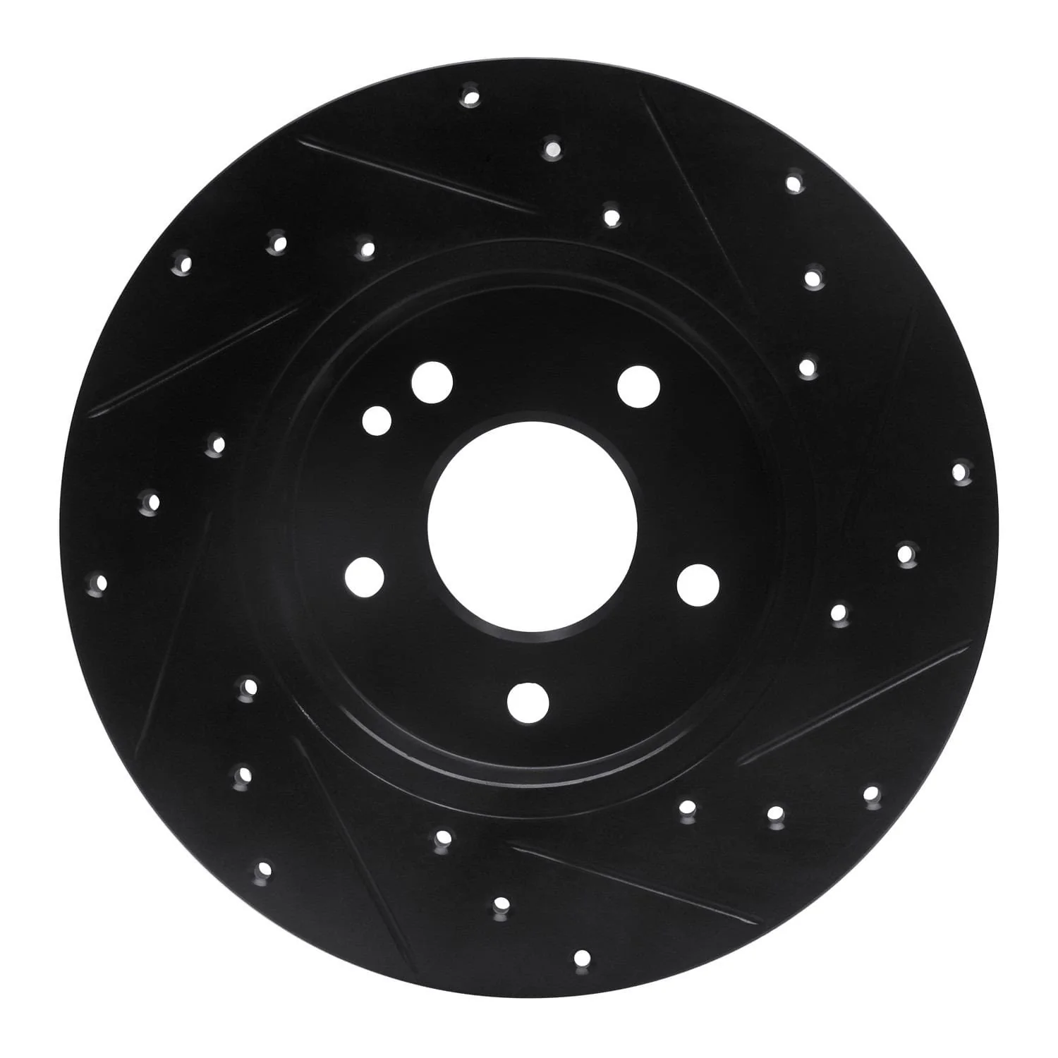 R1 Concepts 97-98 Mercedes-Benz C230 Front Left Drilled & Slotted Black Brake Rotor - Image 2