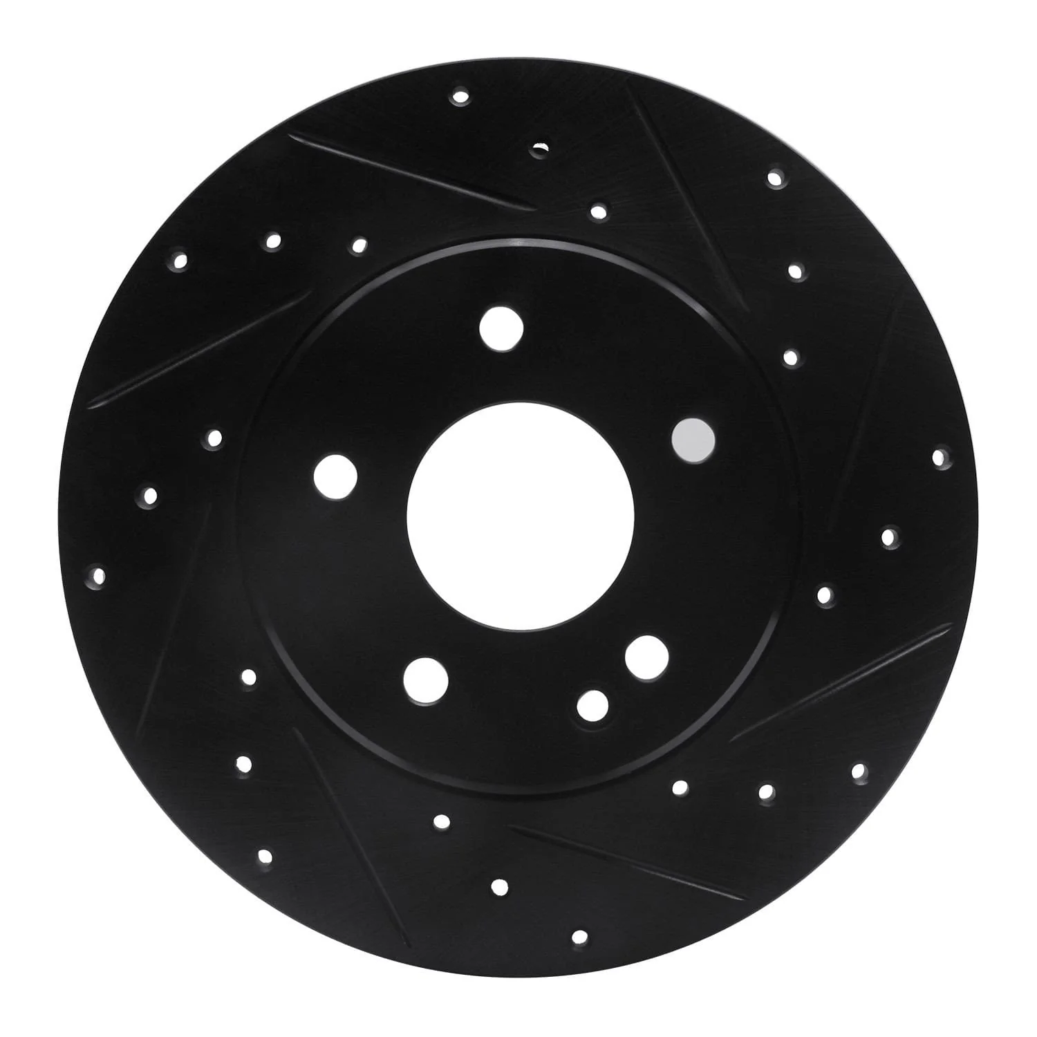 R1 Concepts 97-98 Mercedes-Benz C230 Front Right Drilled & Slotted Black Brake Rotor