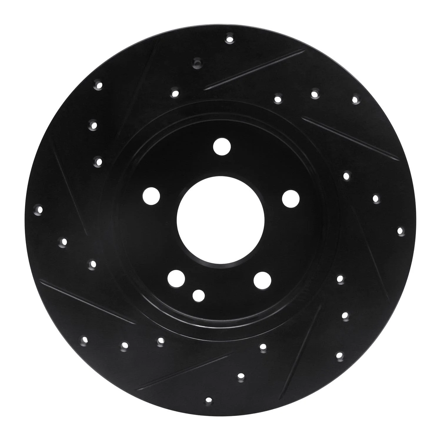 R1 Concepts 97-98 Mercedes-Benz C230 Front Right Drilled & Slotted Black Brake Rotor - Image 2