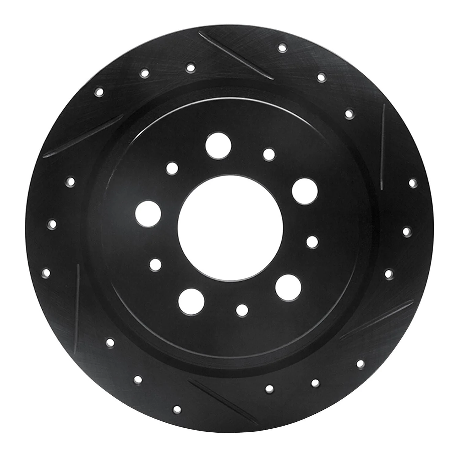 R1 Concepts 97-98 Volvo V90 Rear Right Drilled & Slotted Black Brake Rotor