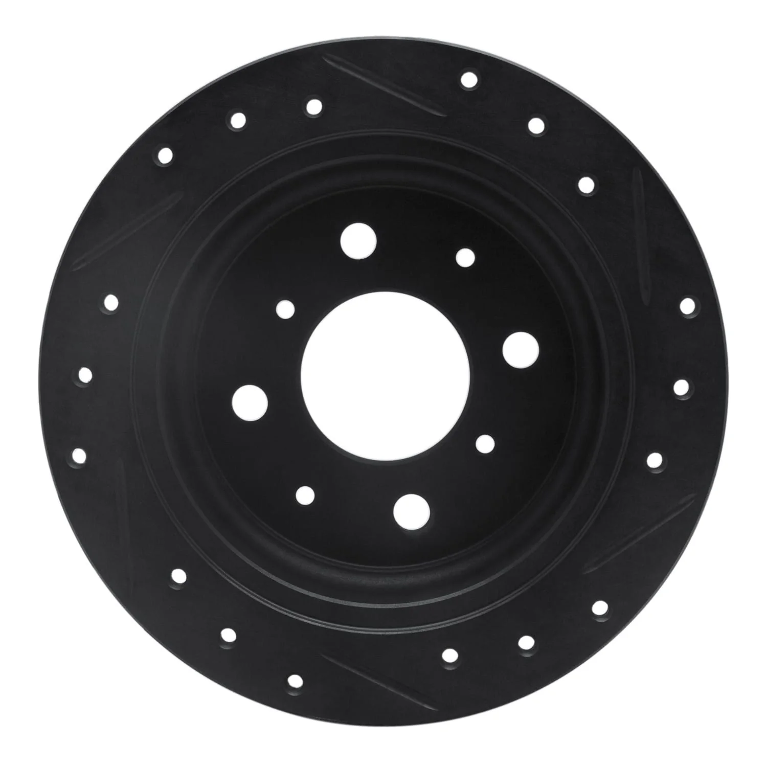 R1 Concepts 98-00 Chrysler LHS Front Left Drilled & Slotted Black Brake Rotor - Image 2