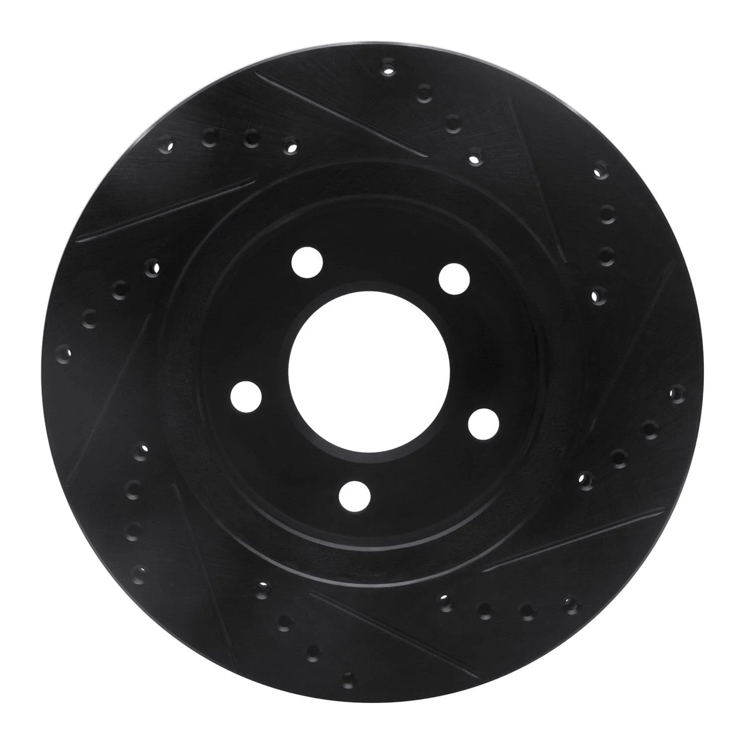 R1 Concepts 98-00 Chrysler LHS Front Right Drilled & Slotted Black Brake Rotor - Image 2