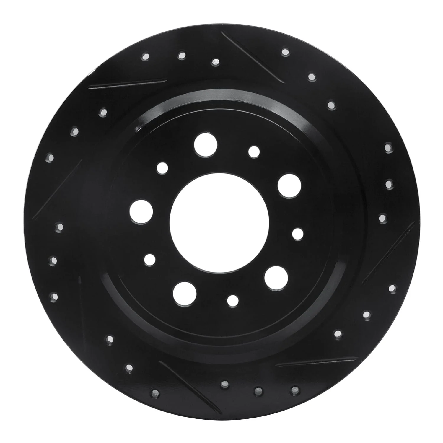 R1 Concepts 98-00 Volvo S70 Rear Right Drilled & Slotted Black Brake Rotor