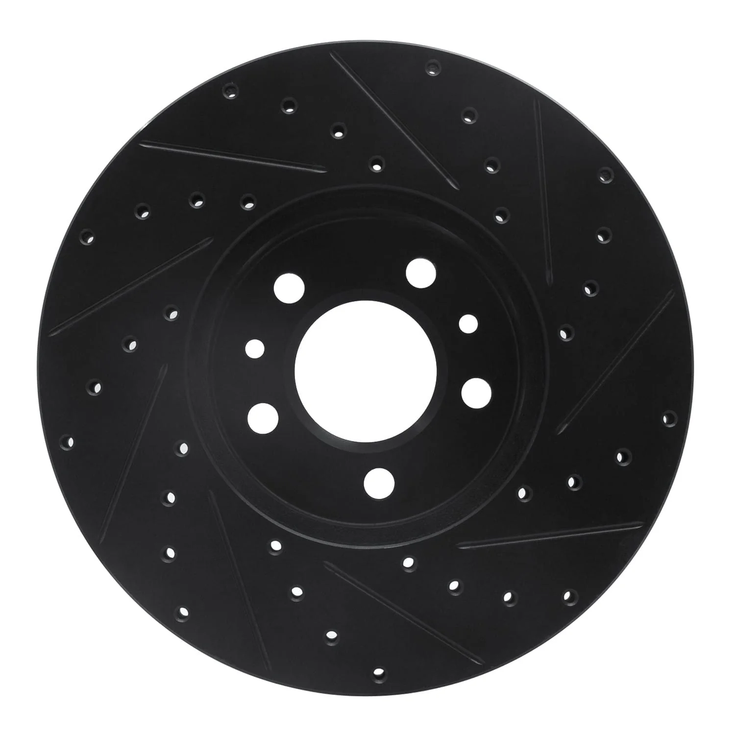 R1 Concepts 98-02 Ford Crown Victoria Front Left Drilled & Slotted Black Brake Rotor - Image 2