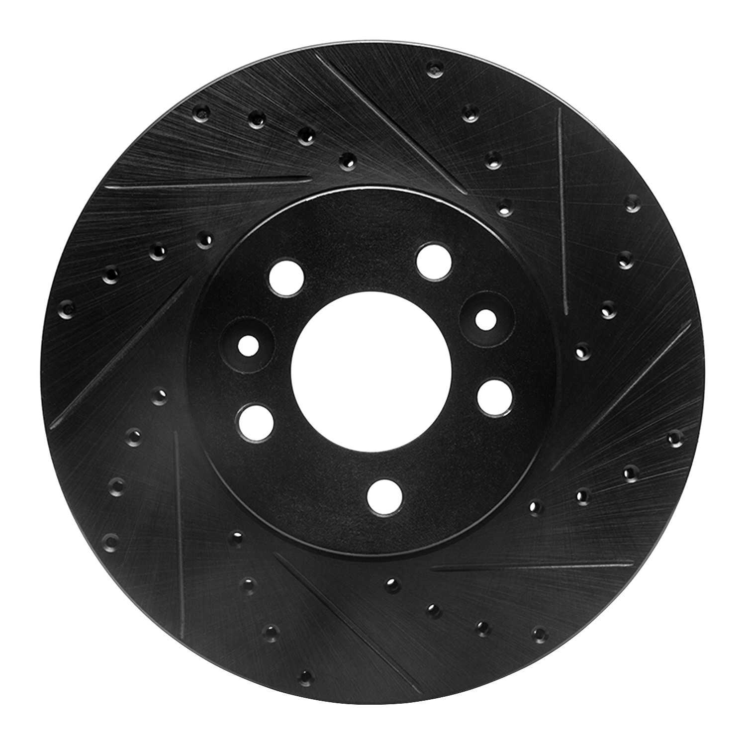 R1 Concepts 98-02 Ford Crown Victoria Front Right Drilled & Slotted Black Brake Rotor