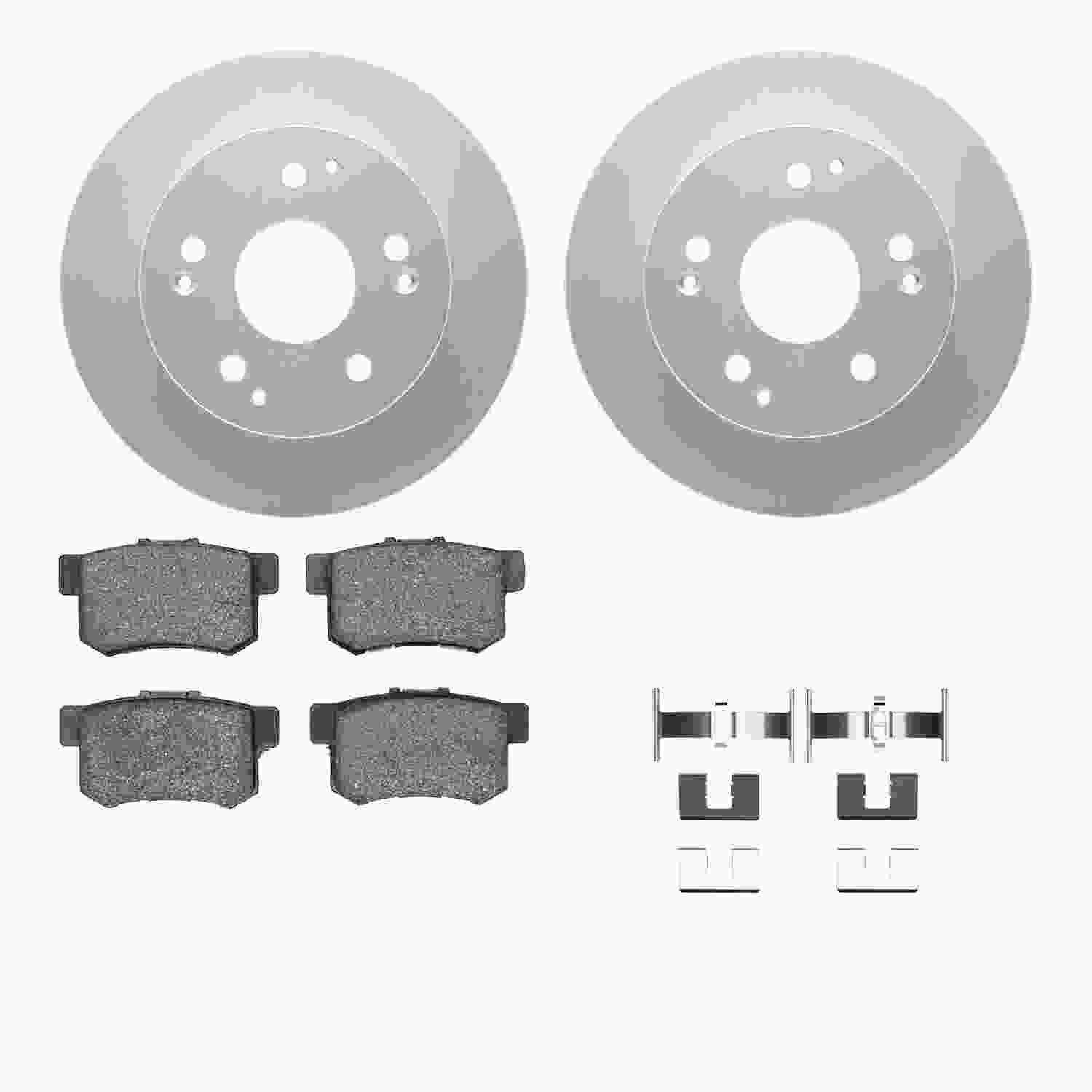 R1 Concepts 98-02 Honda Accord Rear Carbon Coated Brake Rotor Set w/Optimum OE Pads and Hardware
