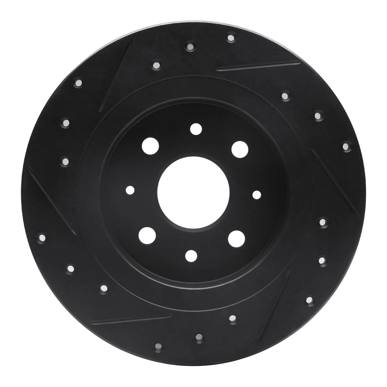 R1 Concepts 98-03 Kia Sephia Rear Right Drilled & Slotted Black Brake Rotor - Image 2