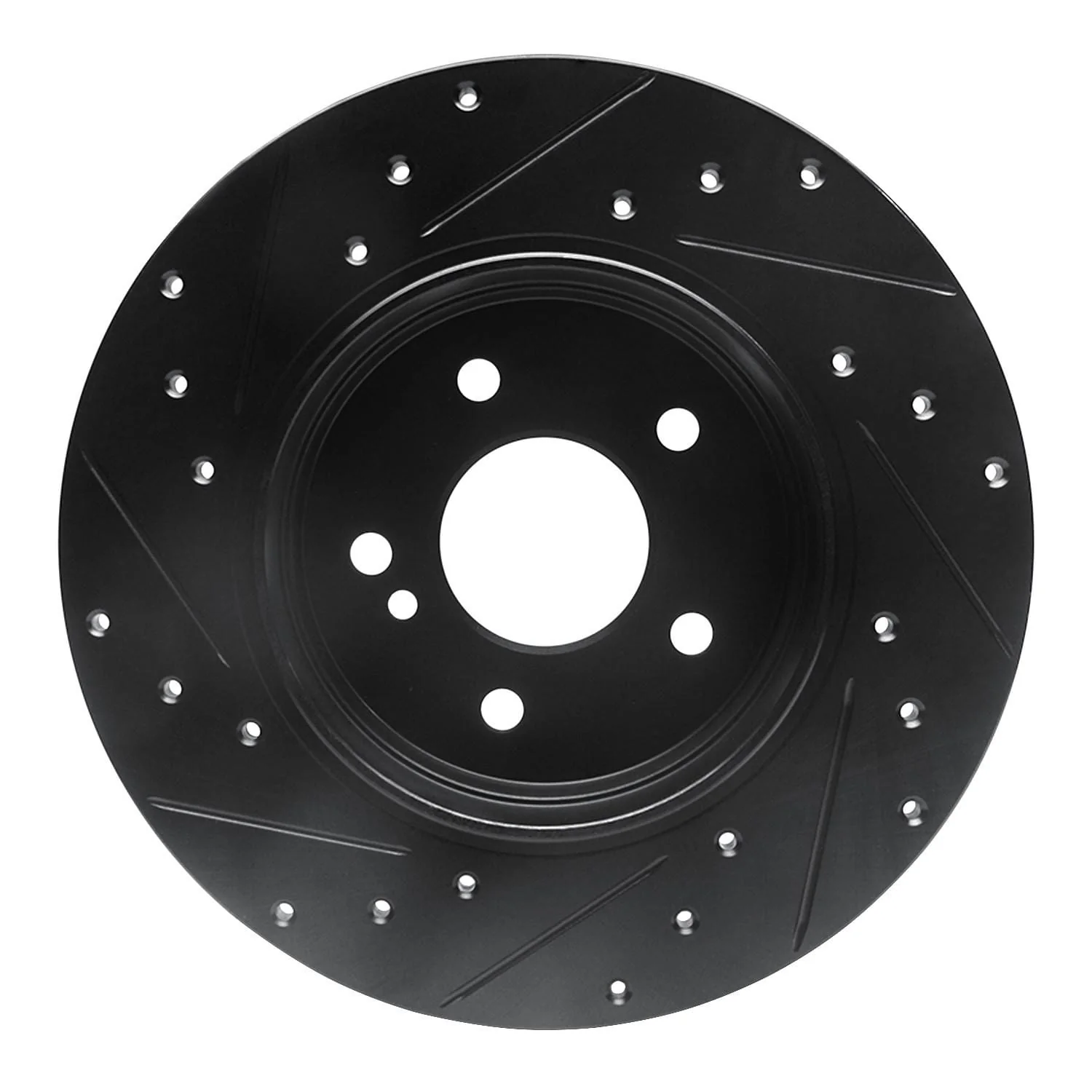 R1 Concepts 98-03 Mercedes-Benz E320 Rear Right Drilled & Slotted Black Brake Rotor - Image 2