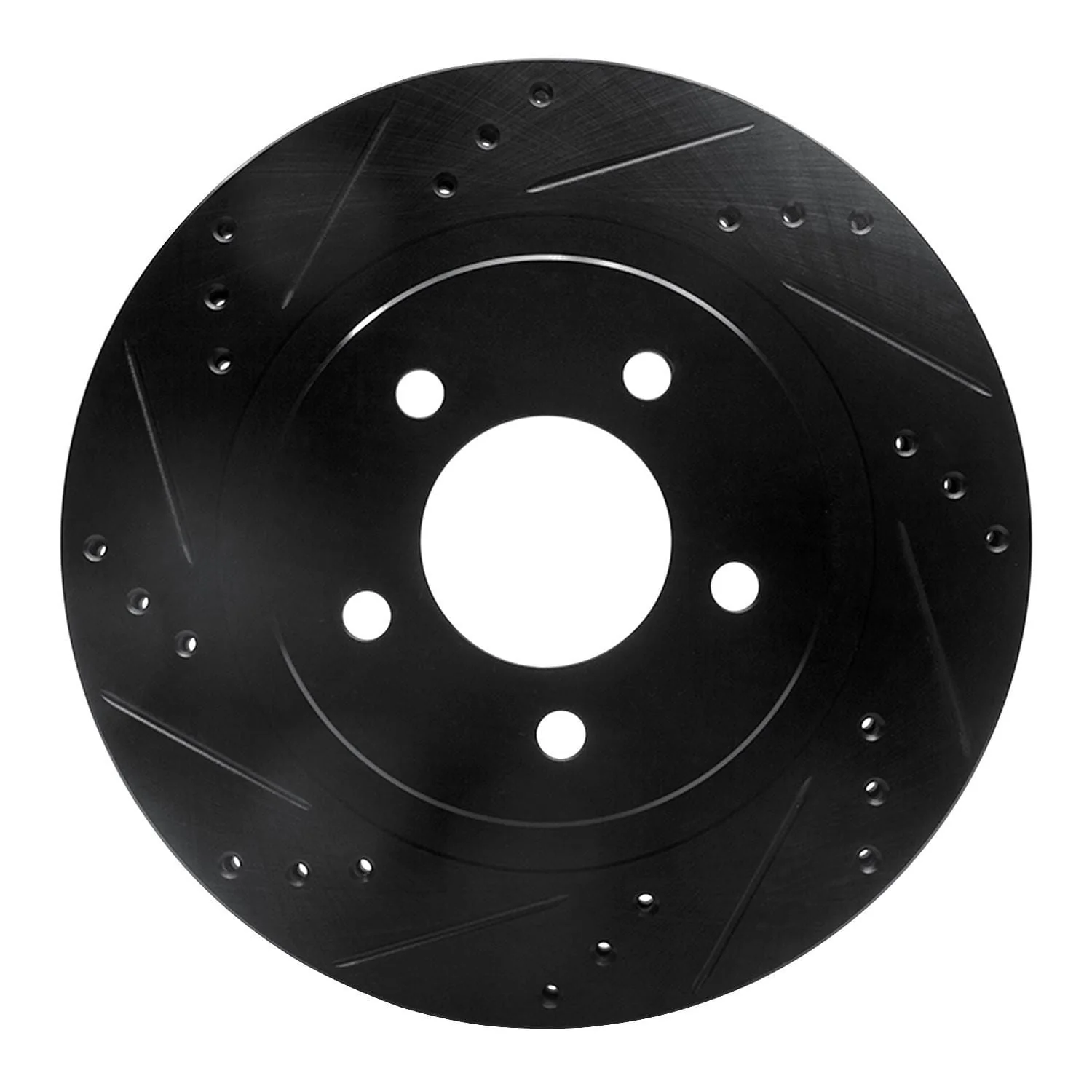 R1 Concepts 98-04 Chrysler 300M Front Left Drilled & Slotted Black Brake Rotor