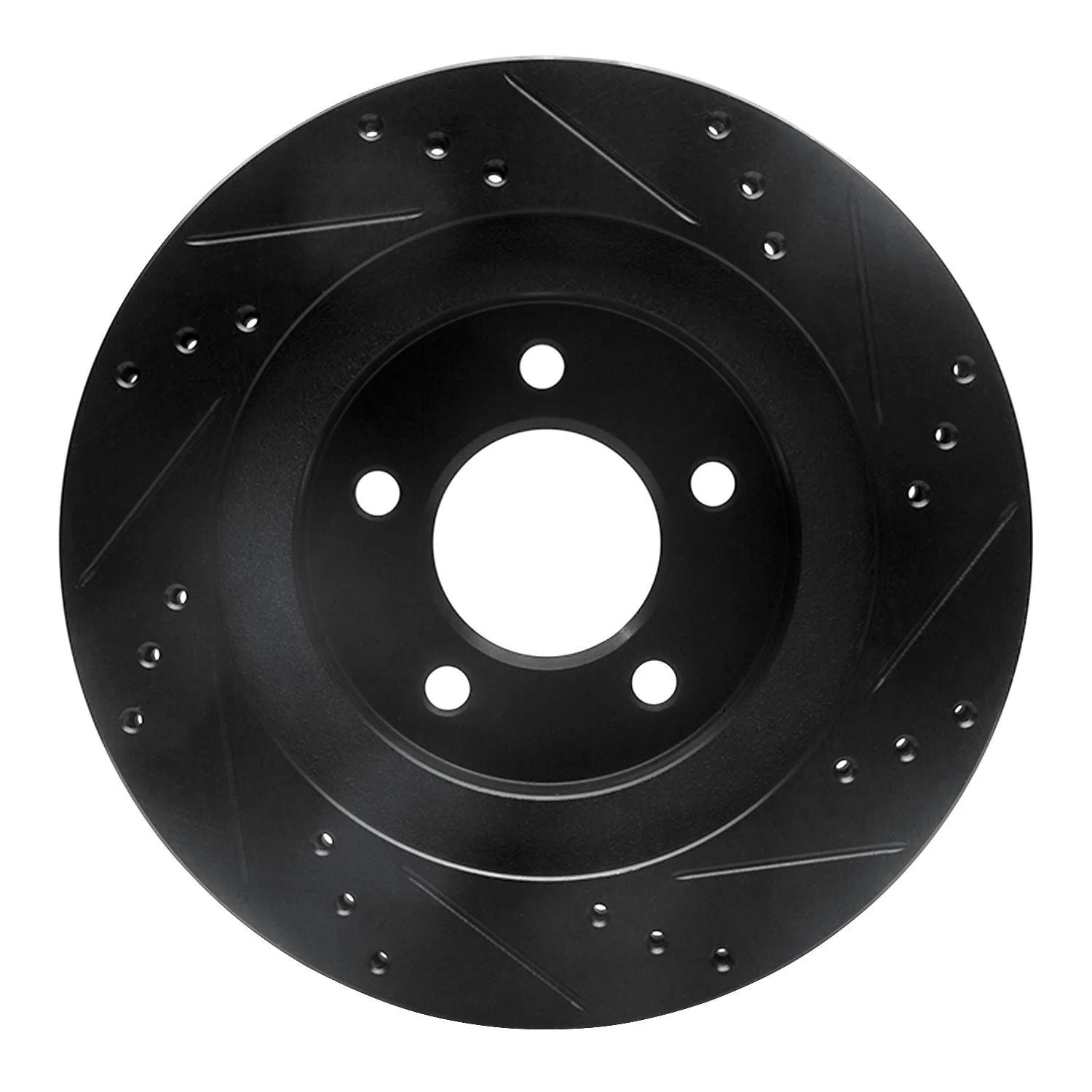 R1 Concepts 98-04 Chrysler 300M Front Left Drilled & Slotted Black Brake Rotor - Image 2