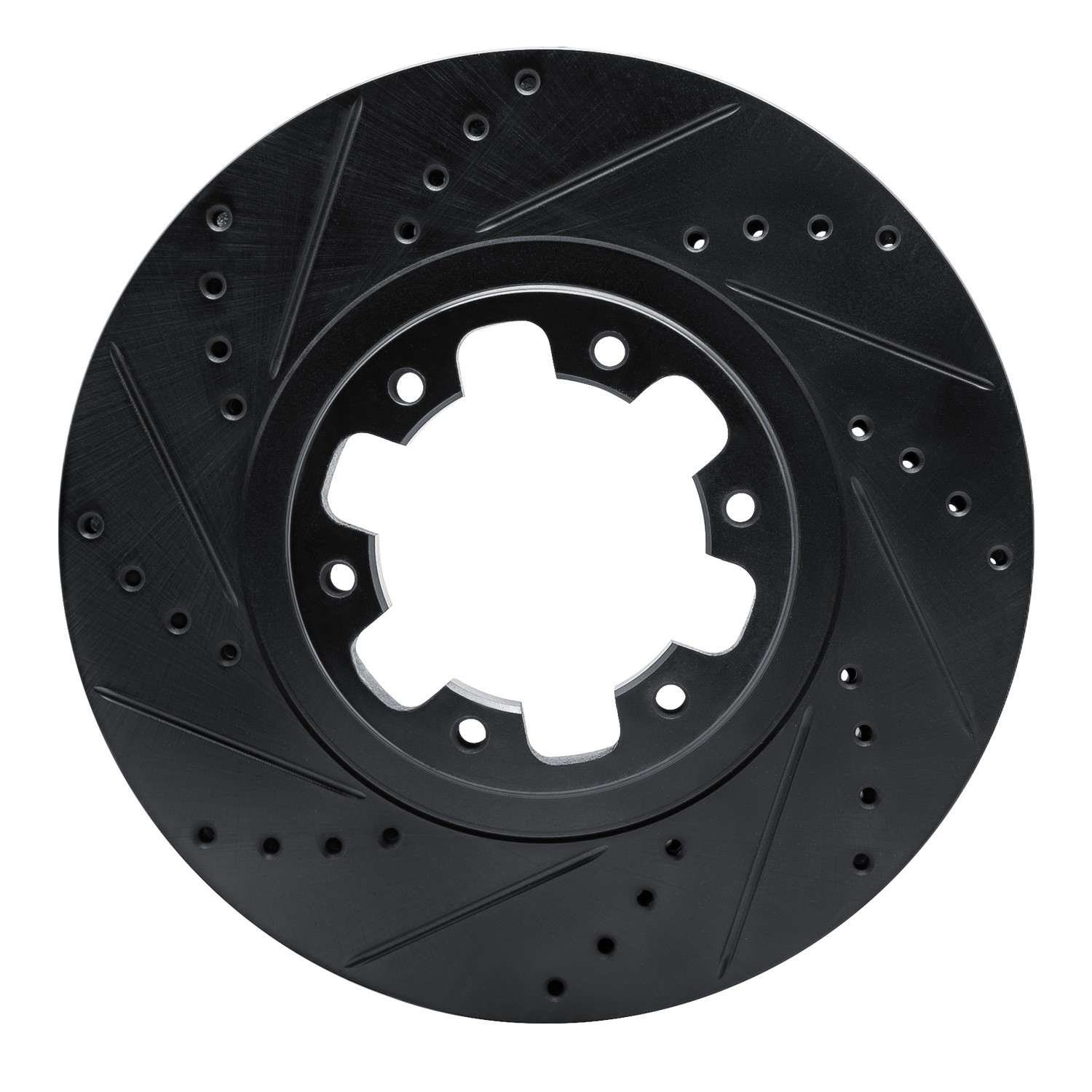R1 Concepts 98-04 Infiniti QX4 Front Left Drilled & Slotted Black Brake Rotor