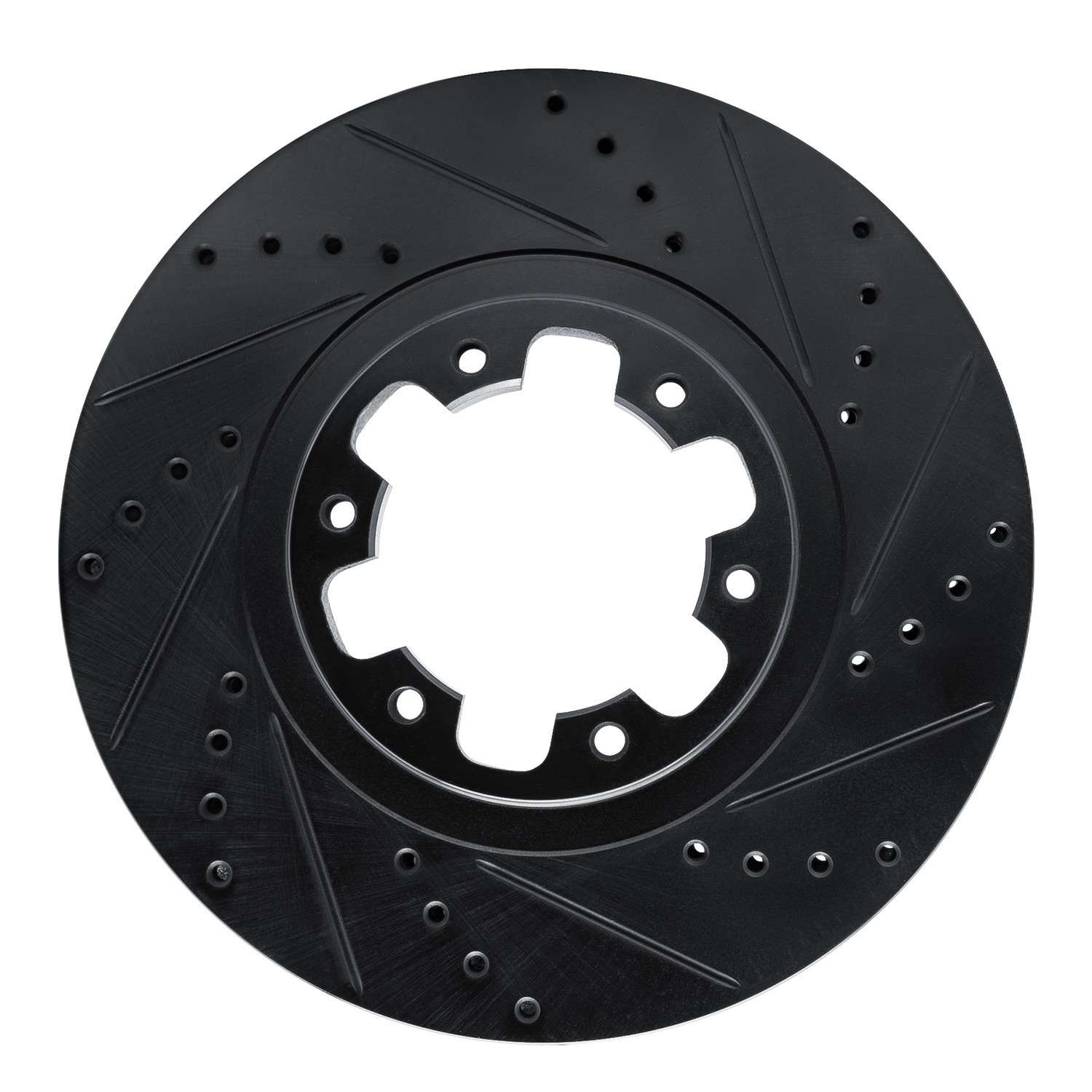R1 Concepts 98-04 Infiniti QX4 Front Right Drilled & Slotted Black Brake Rotor