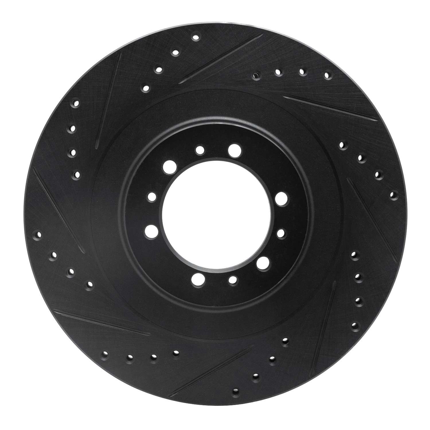 R1 Concepts 98-04 Mitsubishi Montero Front Left Drilled & Slotted Black Brake Rotor