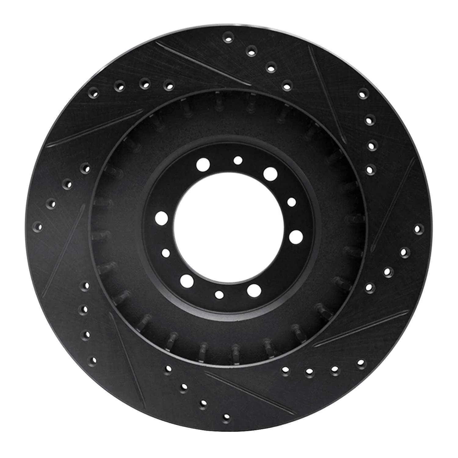 R1 Concepts 98-04 Mitsubishi Montero Front Left Drilled & Slotted Black Brake Rotor - Image 2