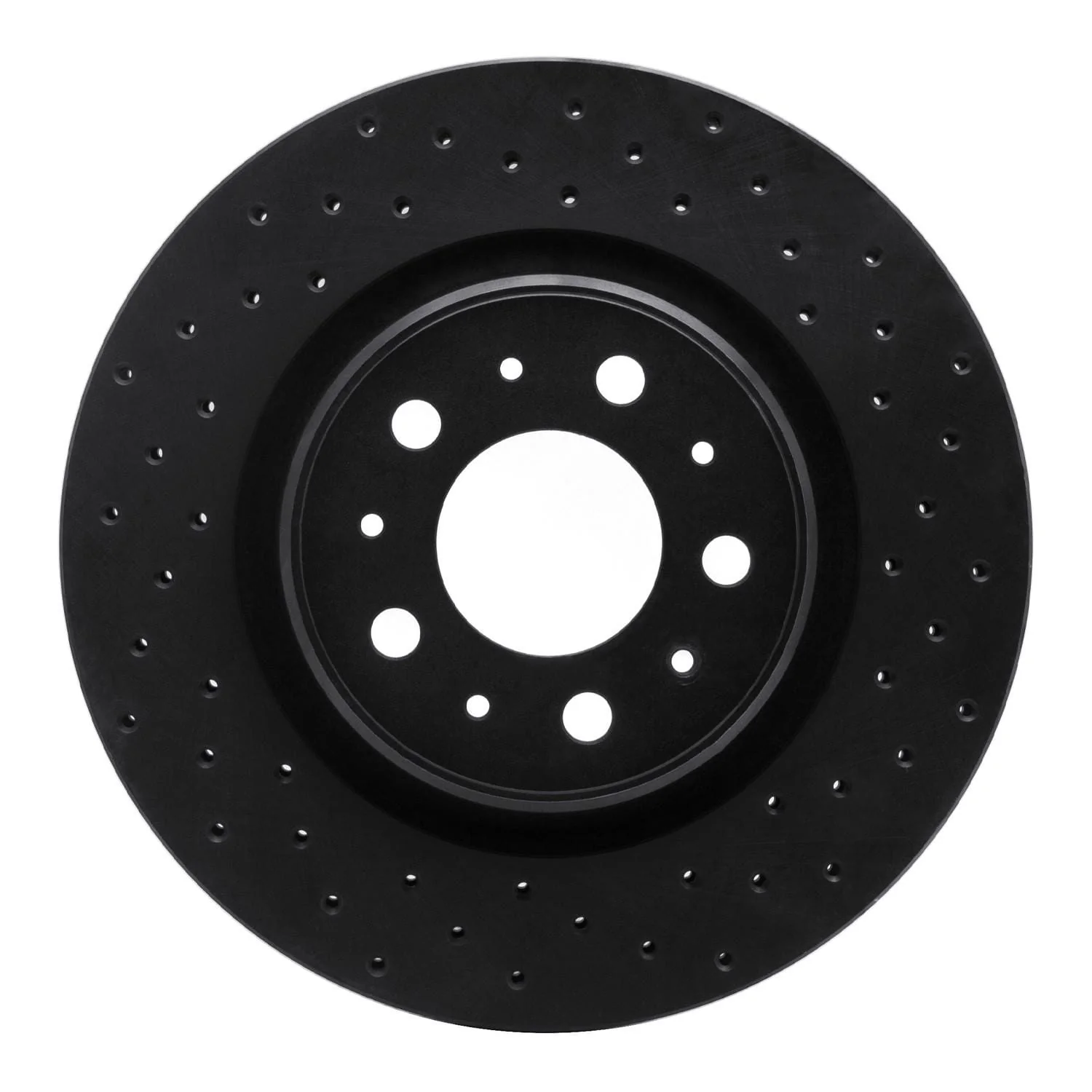 R1 Concepts 98-04 Volvo C70/S70/V70 Front Right Drilled Black Brake Rotor