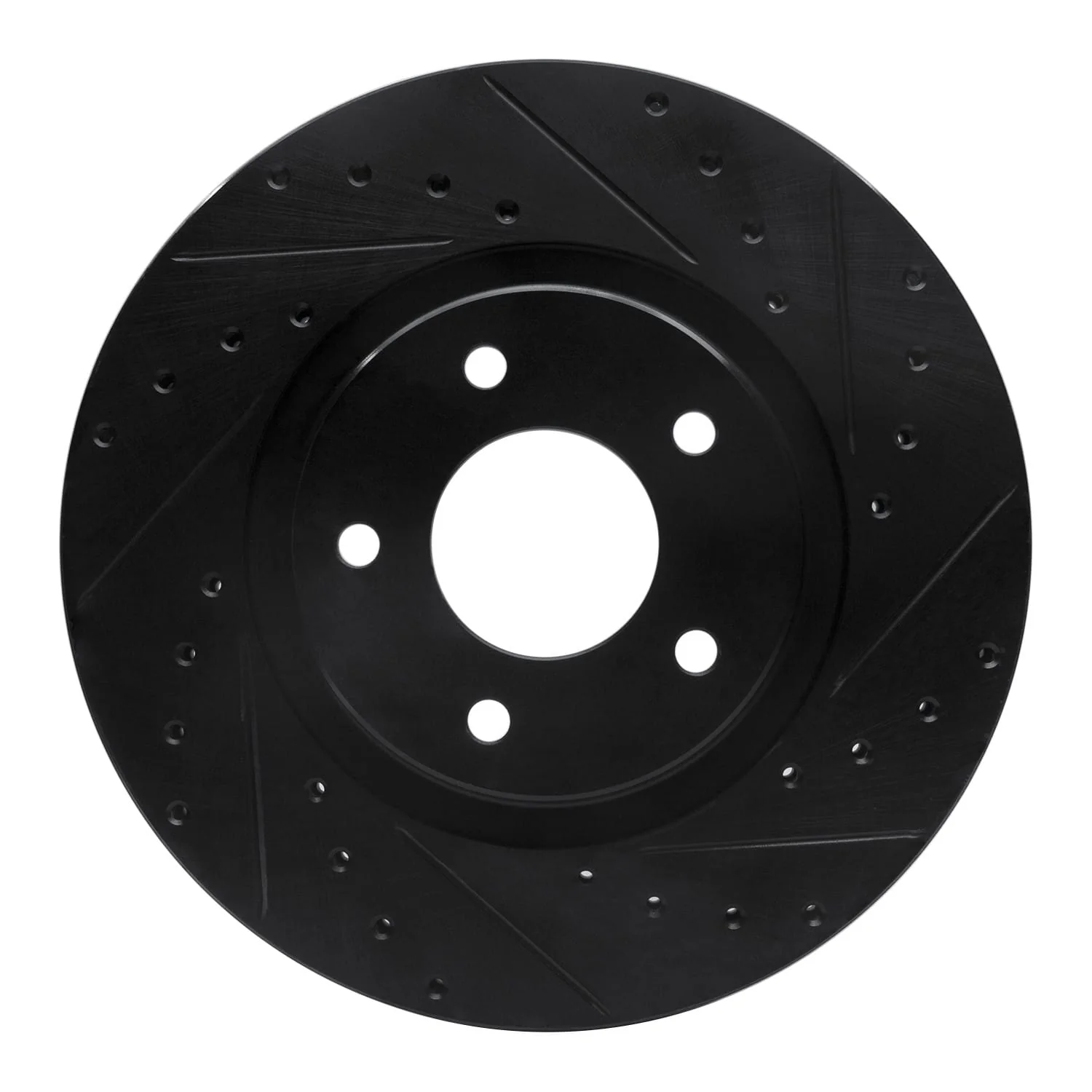 R1 Concepts 98-06 Jaguar XKR Front Right Drilled & Slotted Black Brake Rotor