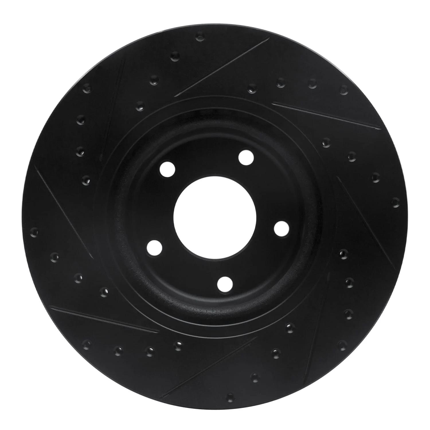 R1 Concepts 98-06 Jaguar XKR Front Right Drilled & Slotted Black Brake Rotor - Image 2