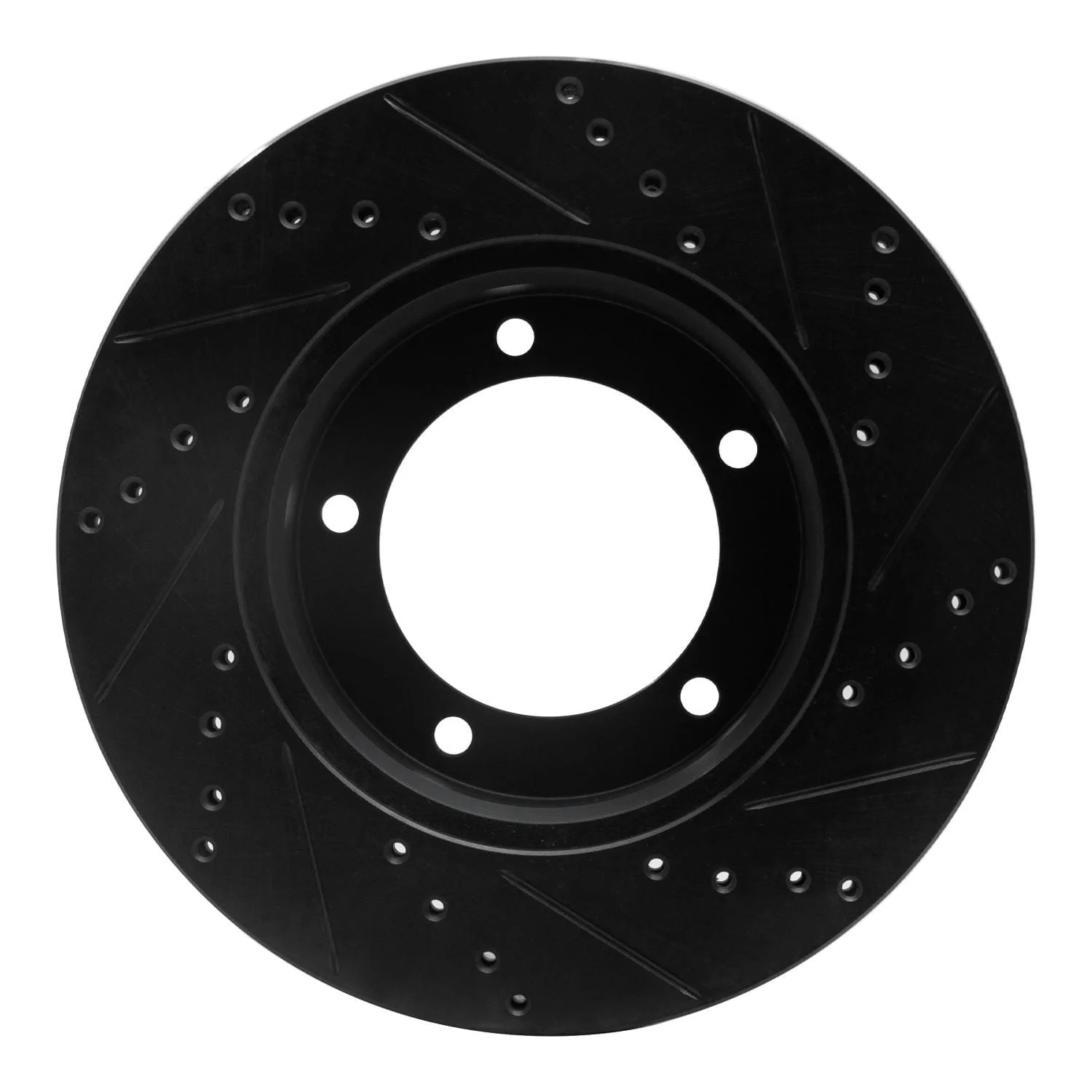 R1 Concepts 98-07 Lexus LX470 Front Left Drilled & Slotted Black Brake Rotor - Image 2