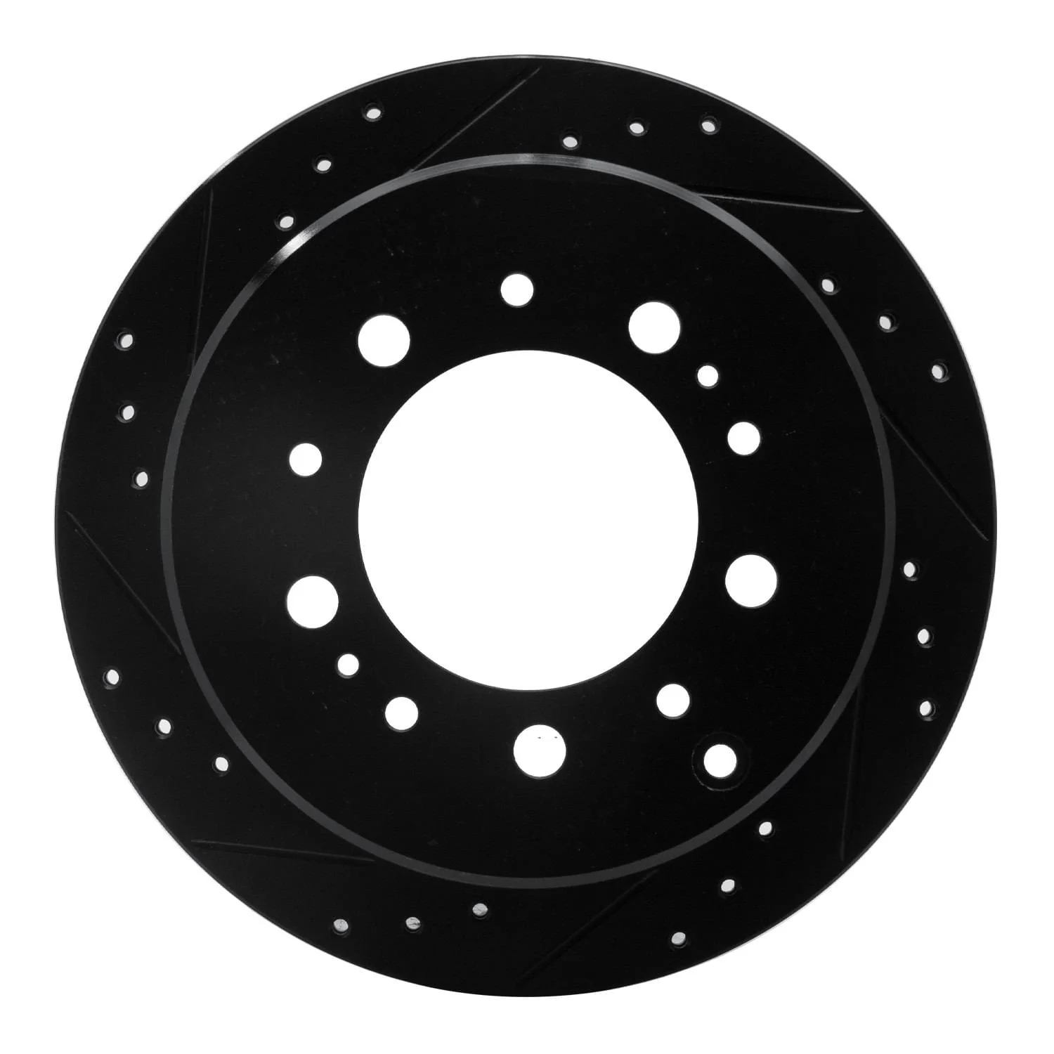 R1 Concepts 98-07 Lexus LX470 Rear Left Drilled & Slotted Black Brake Rotor