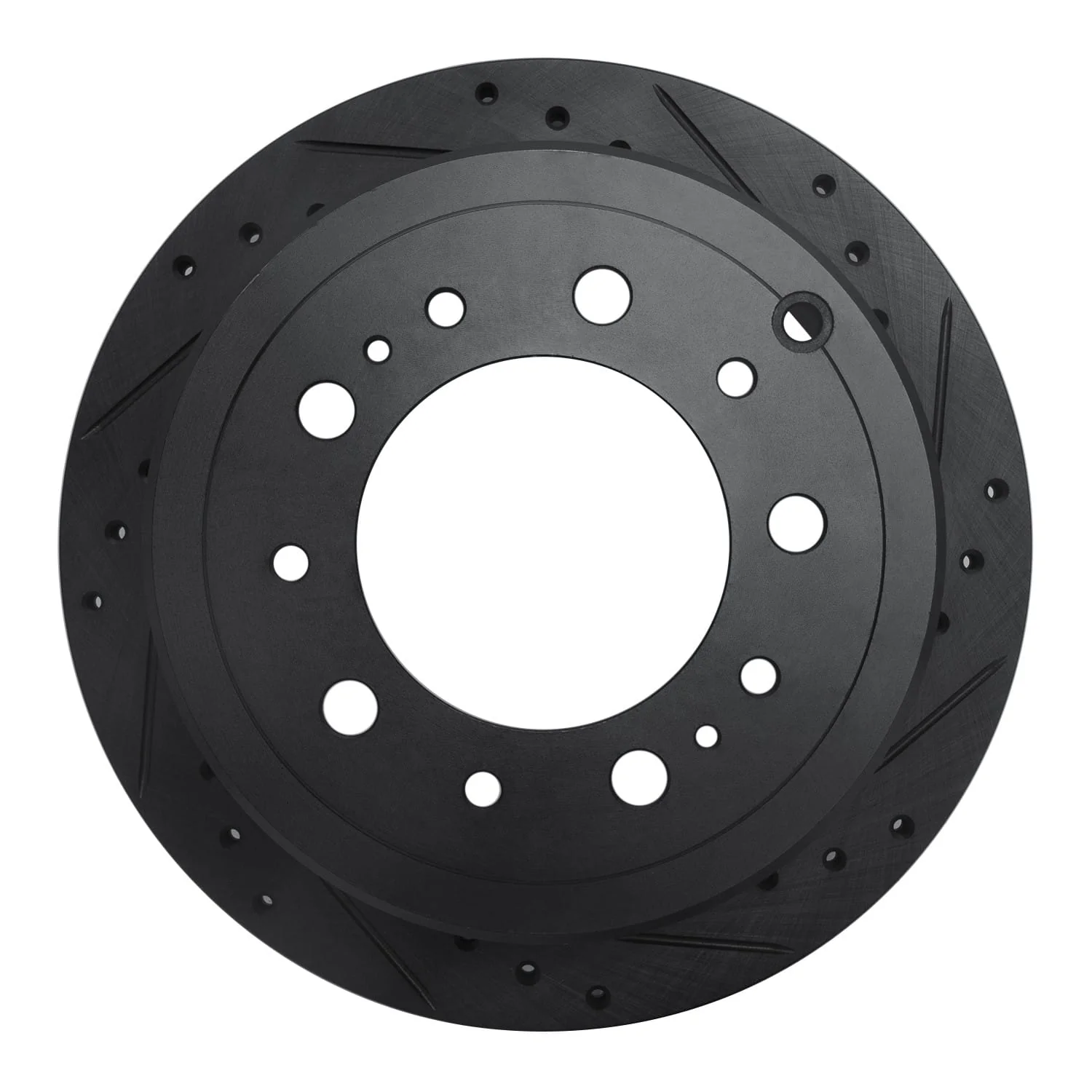 R1 Concepts 98-07 Lexus LX470 Rear Right Drilled & Slotted Black Brake Rotor