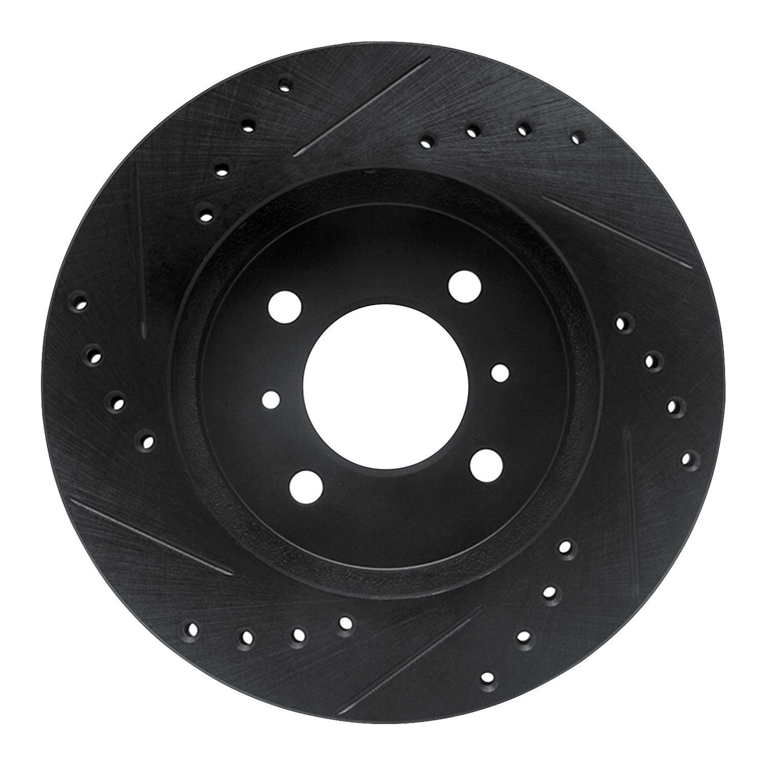 R1 Concepts 98-07 Mitsubishi Lancer Front Right Drilled & Slotted Black Brake Rotor - Image 2
