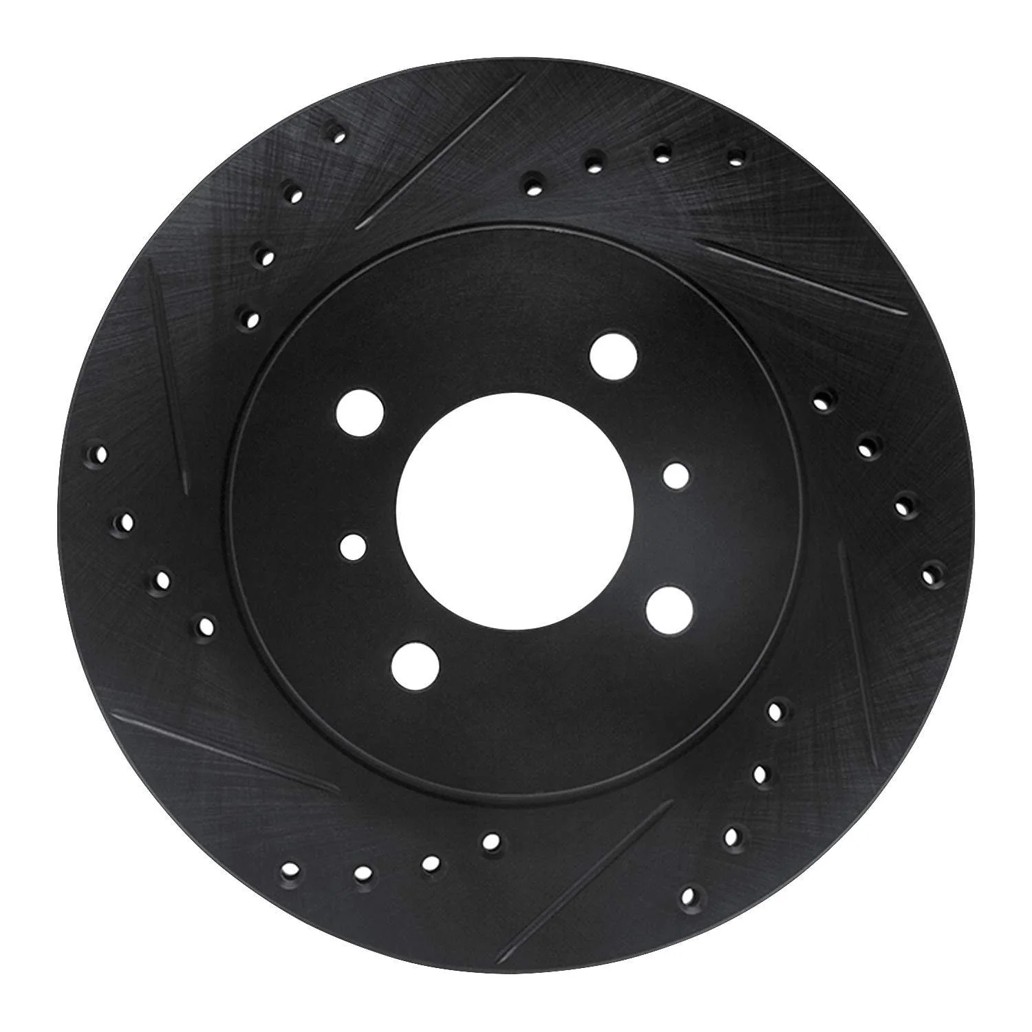 R1 Concepts 98-07 Mitsubishi Mirage Front Left Drilled & Slotted Black Brake Rotor