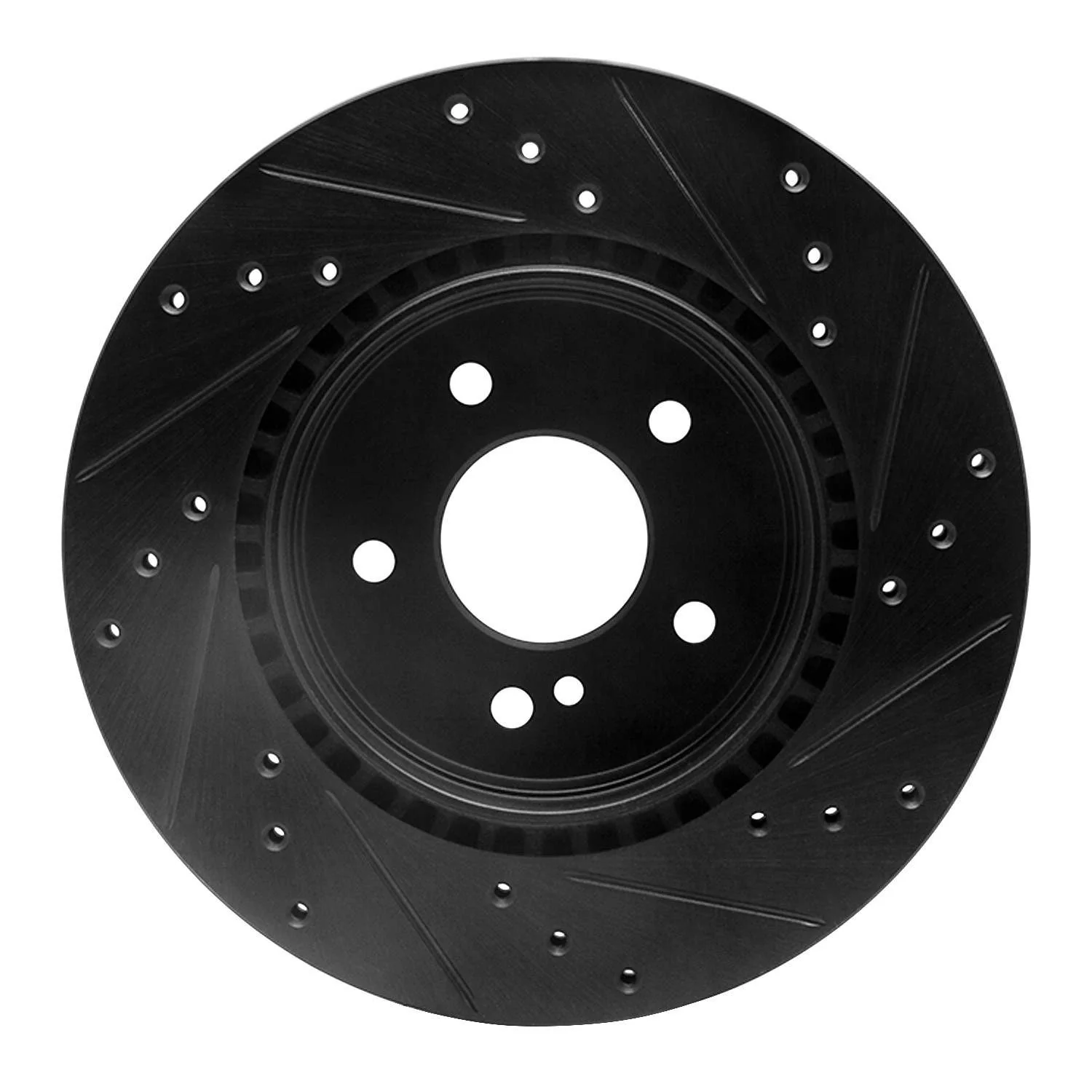 R1 Concepts 98-09 Chrysler Crossfire Rear Left Drilled & Slotted Black Brake Rotor - Image 2