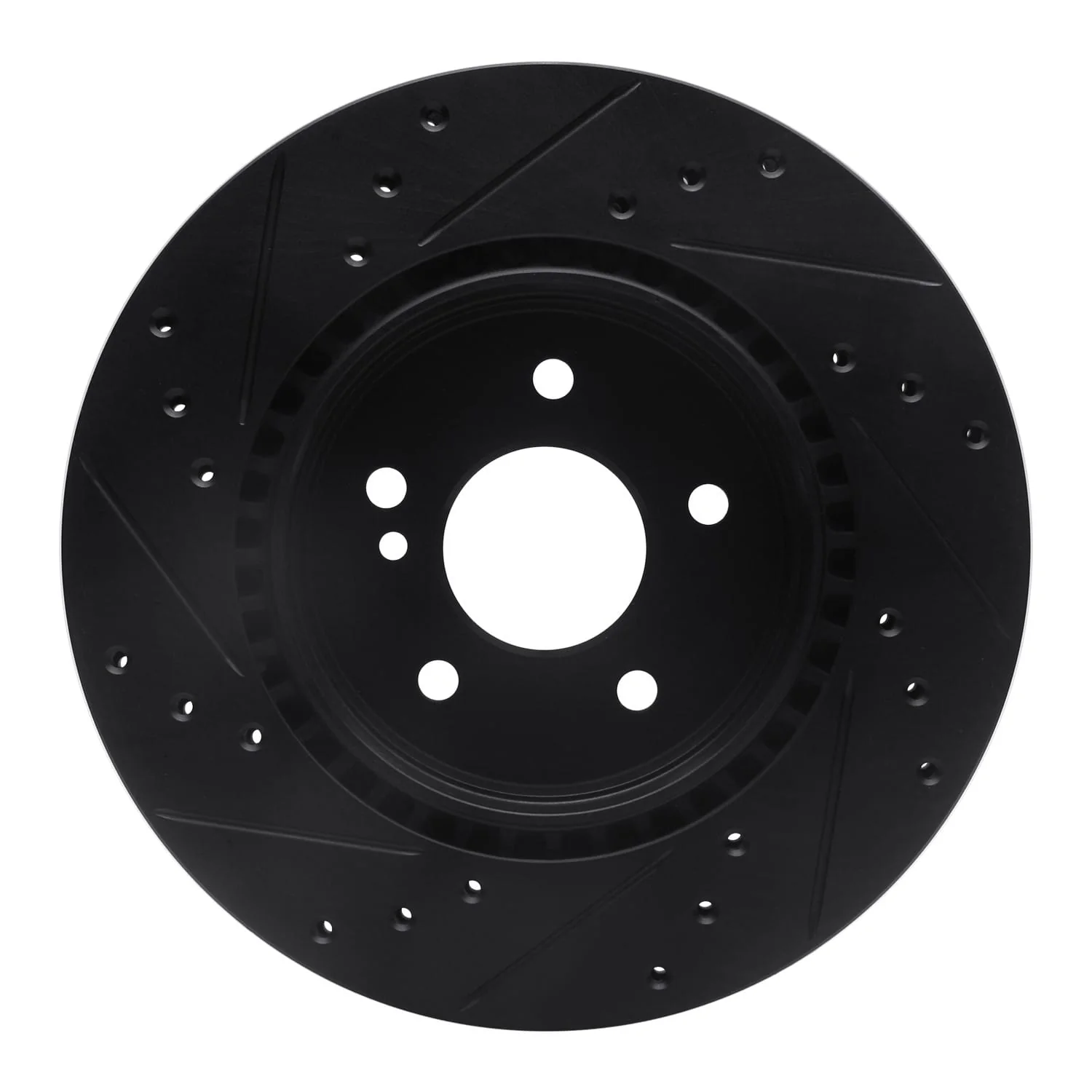 R1 Concepts 98-09 Chrysler Crossfire Rear Right Drilled & Slotted Black Brake Rotor - Image 2