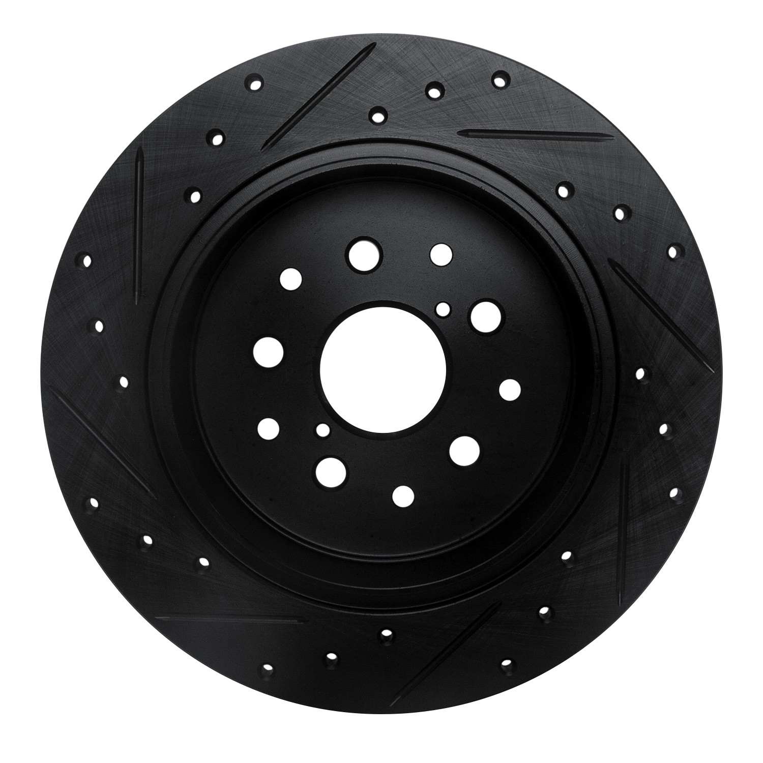 R1 Concepts 98-10 Lexus GS400 Rear Right Drilled & Slotted Black Brake Rotor - Image 2